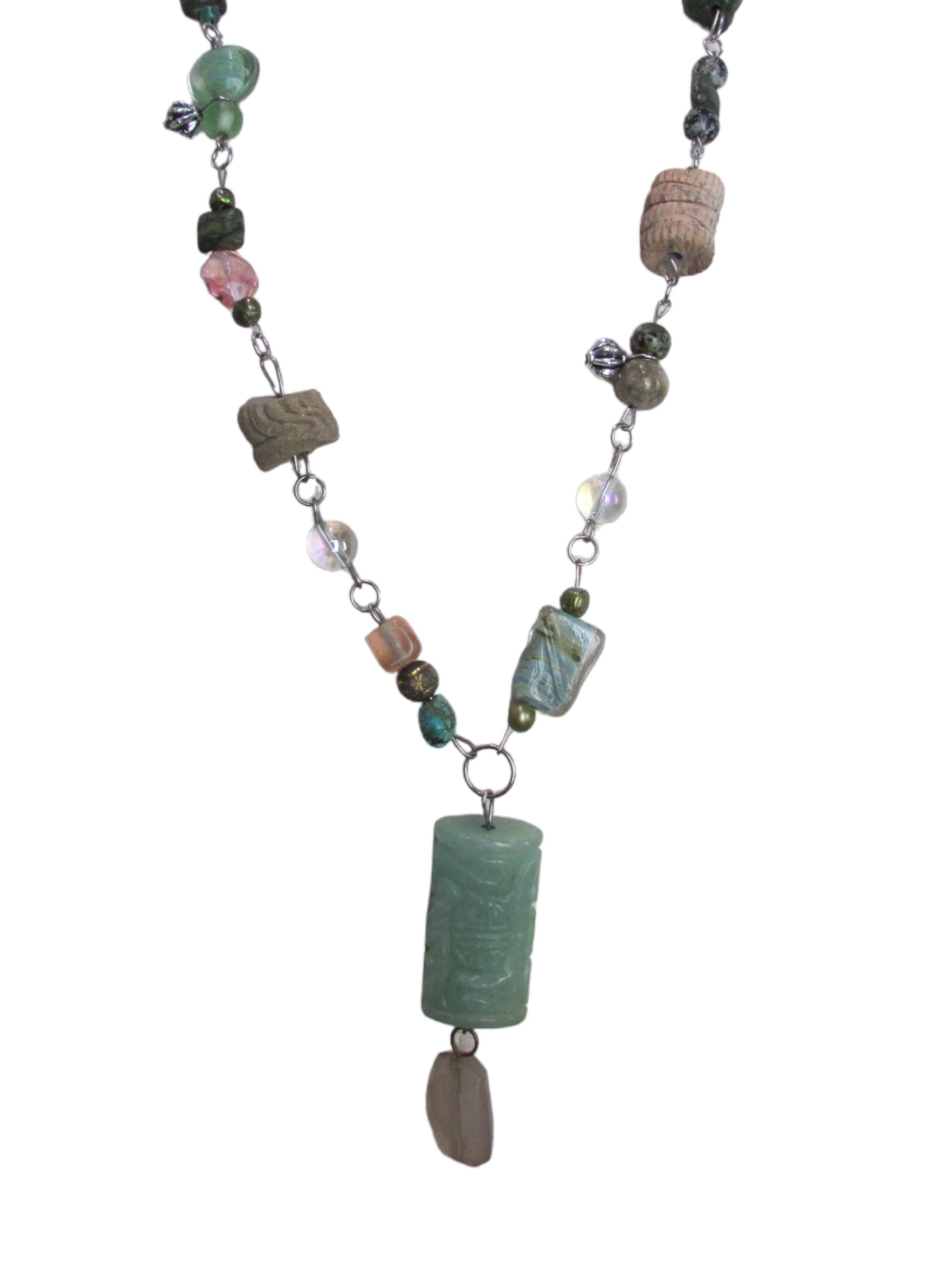 Seafoam Upcycled Beaded Necklace