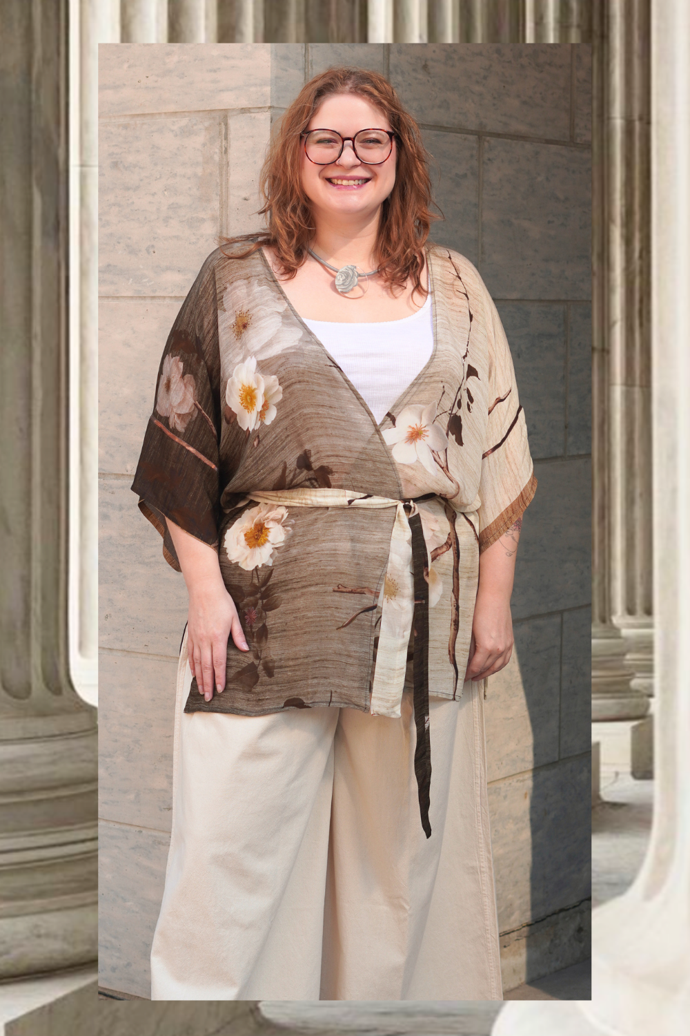 PRG9026 Sheer Avatar Pure Silk Kimono-Sleeved Jacket with Belt