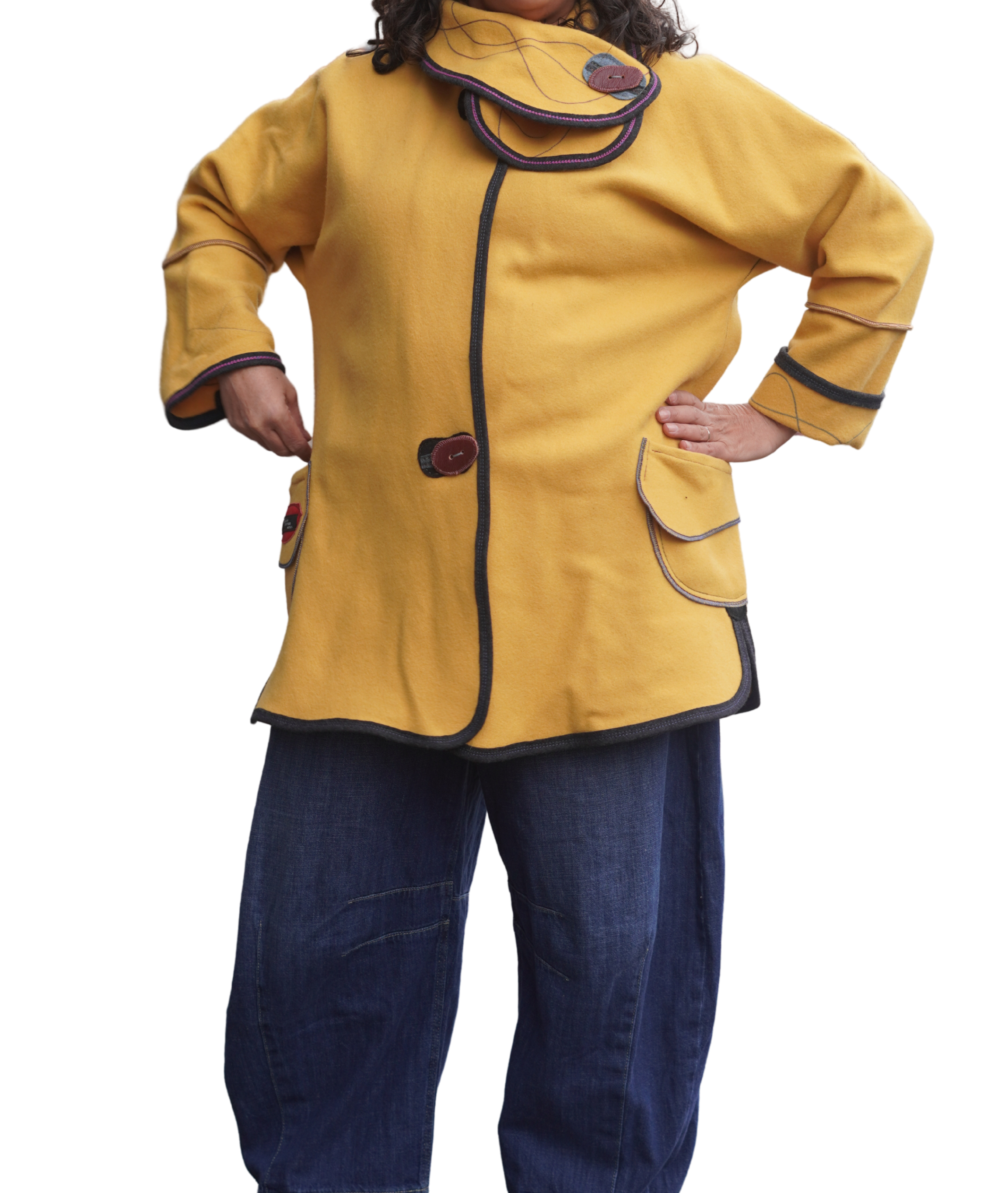Yellow Boiled Wool Lightweight Jacket by Pepin Designs