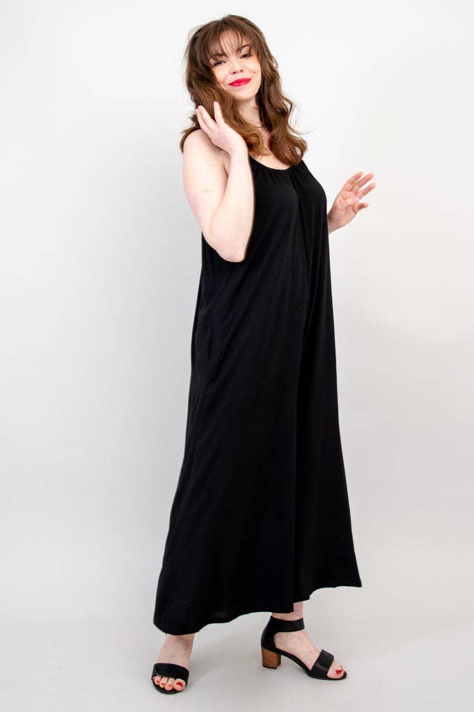 Joanna Black Linen Bamboo Jumpsuit