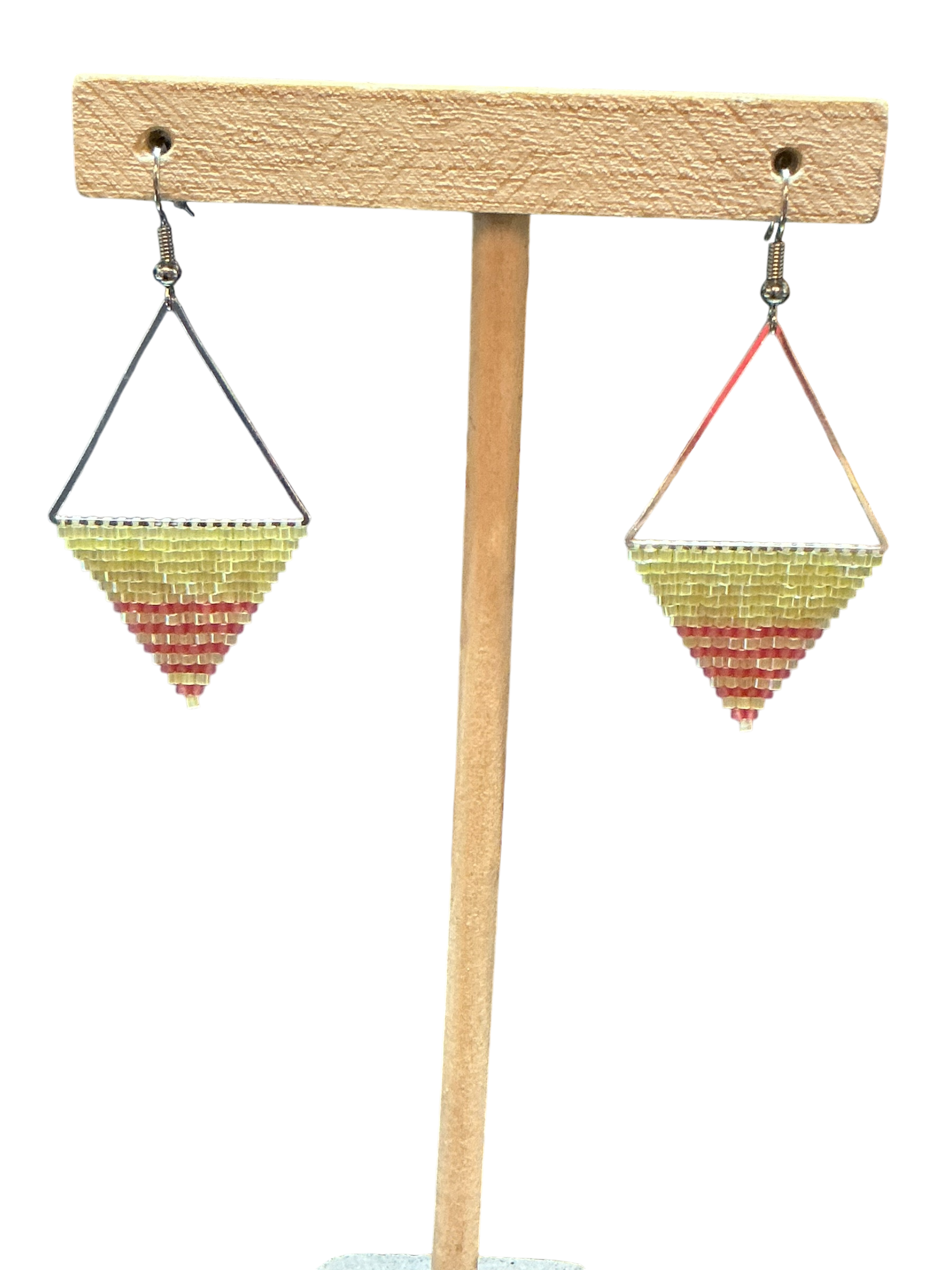 Pink Lemonade Striped Triangle Earrings