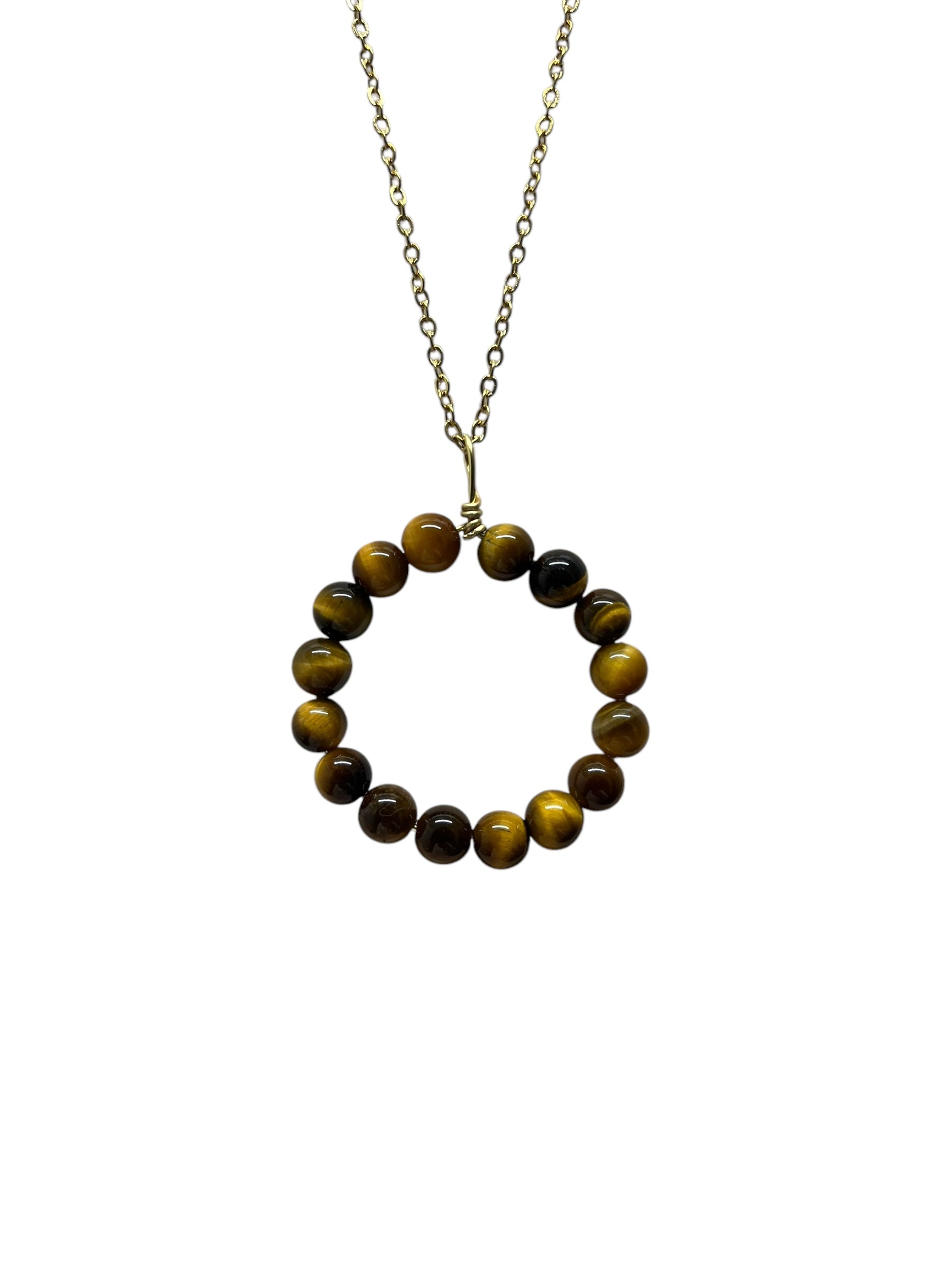 Circle of Life Tiger Eye Necklace - gold