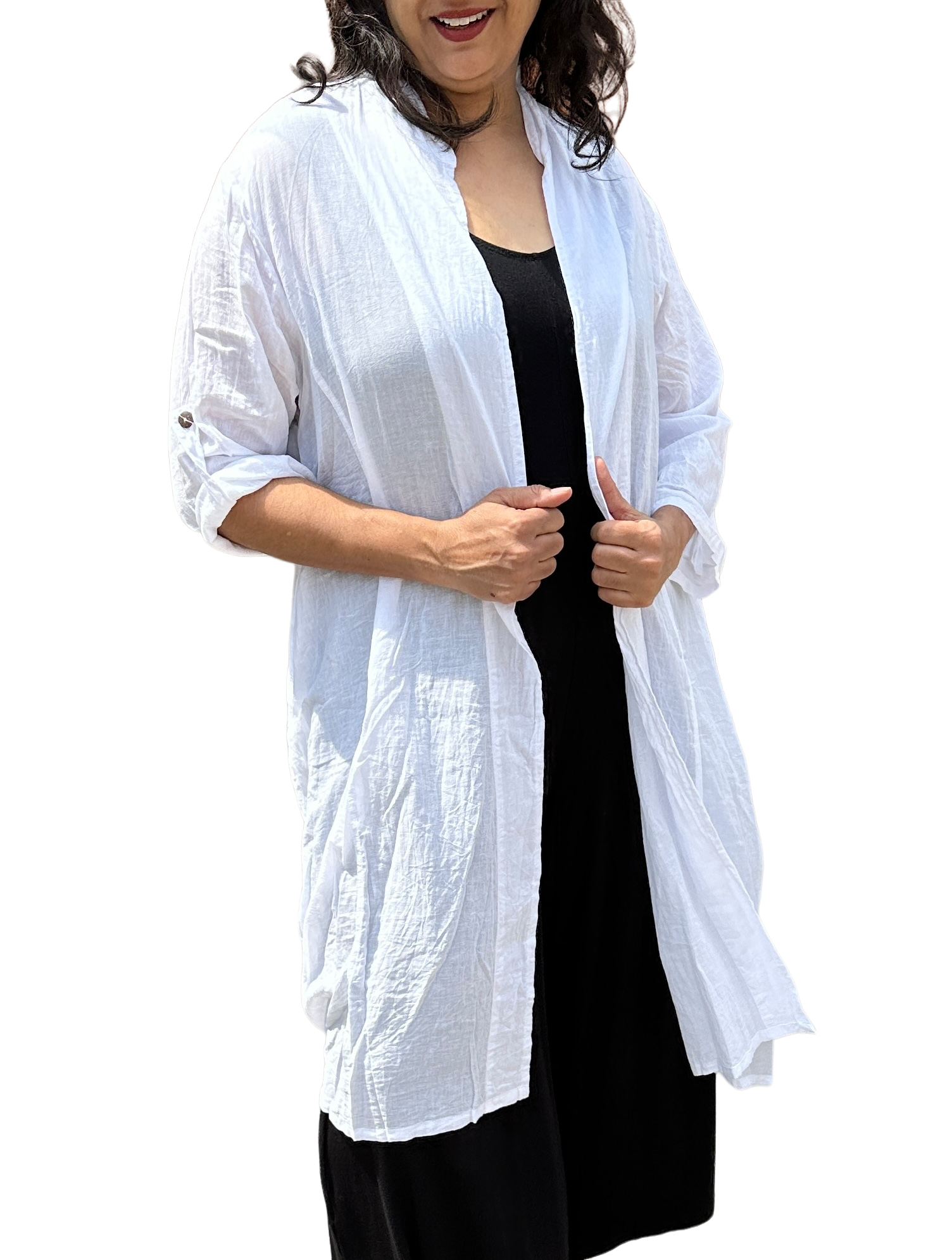 White Cotton Voile Cardigan