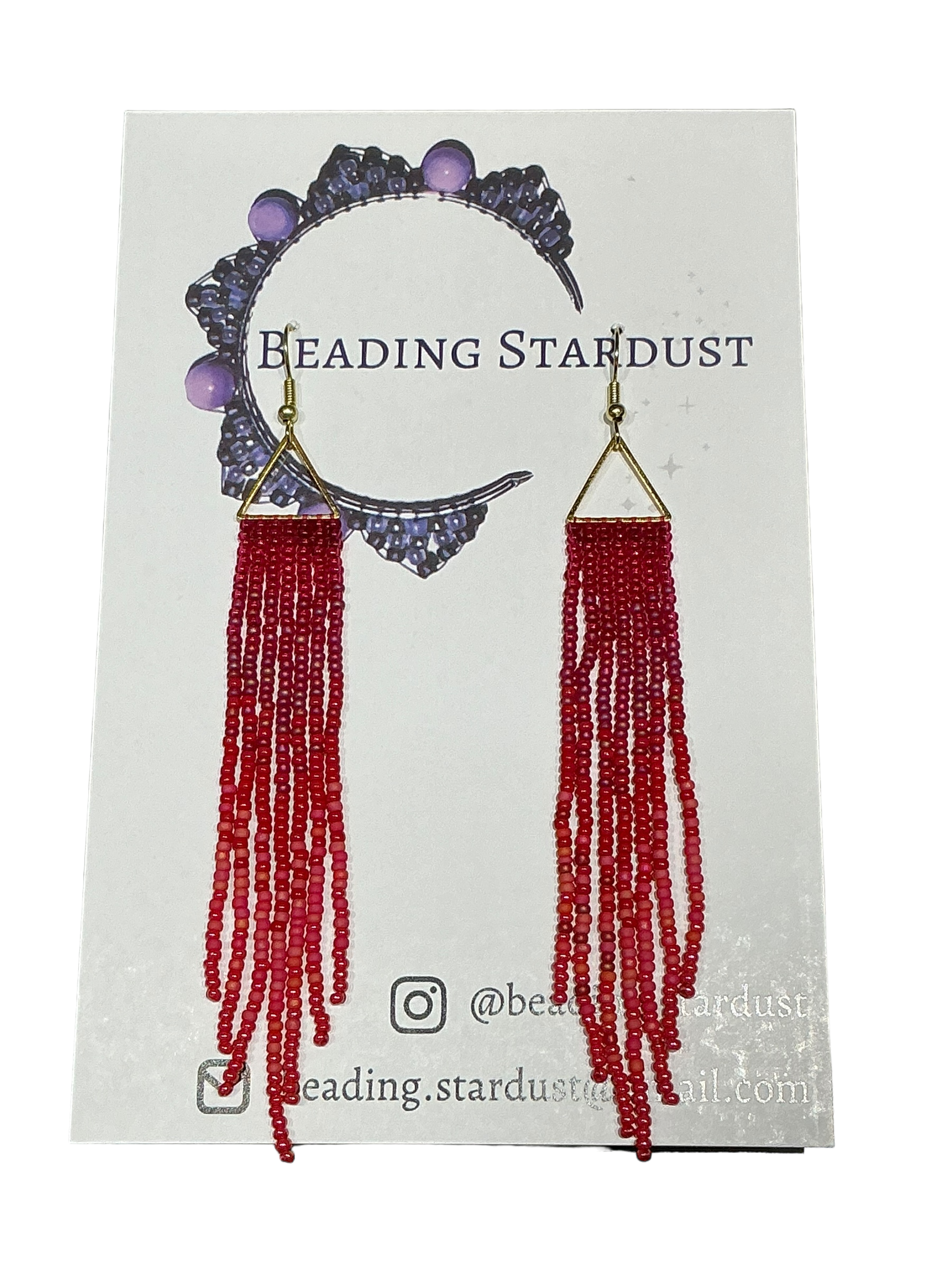 Garnet Mini Triangle Fringe Earrings