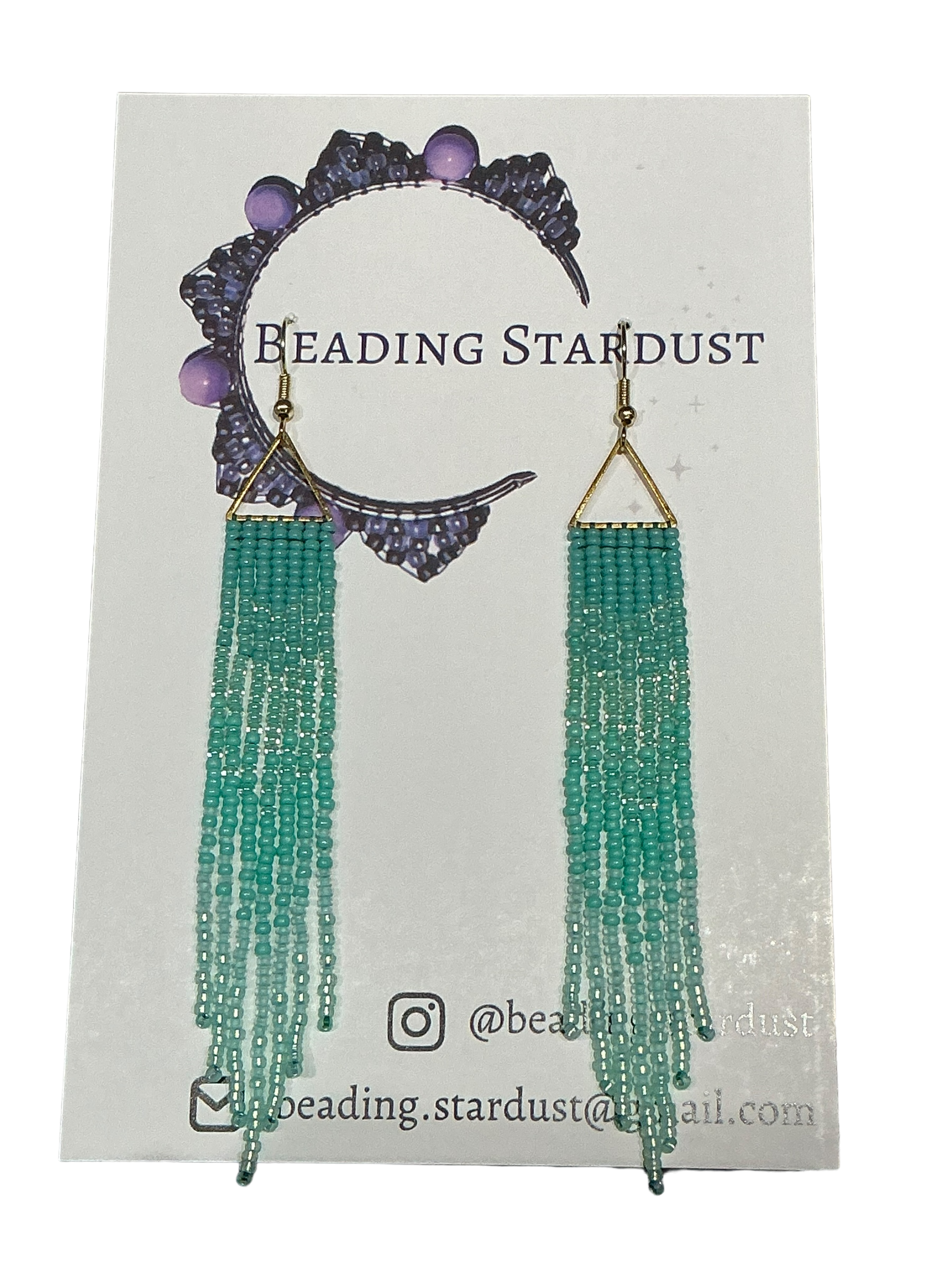 Seafoam Mini Triangle Fringe Earrings