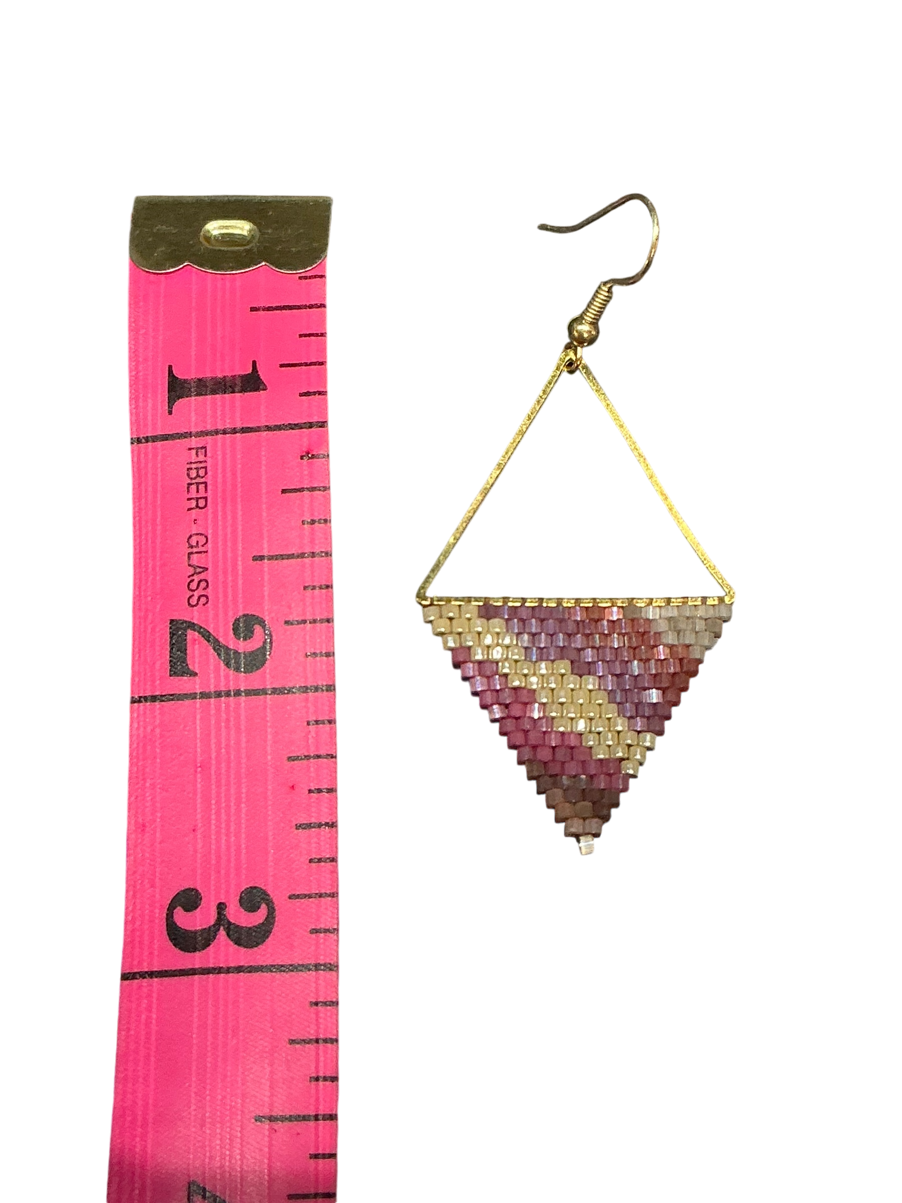 Raspberry Geode Triangle Earrings