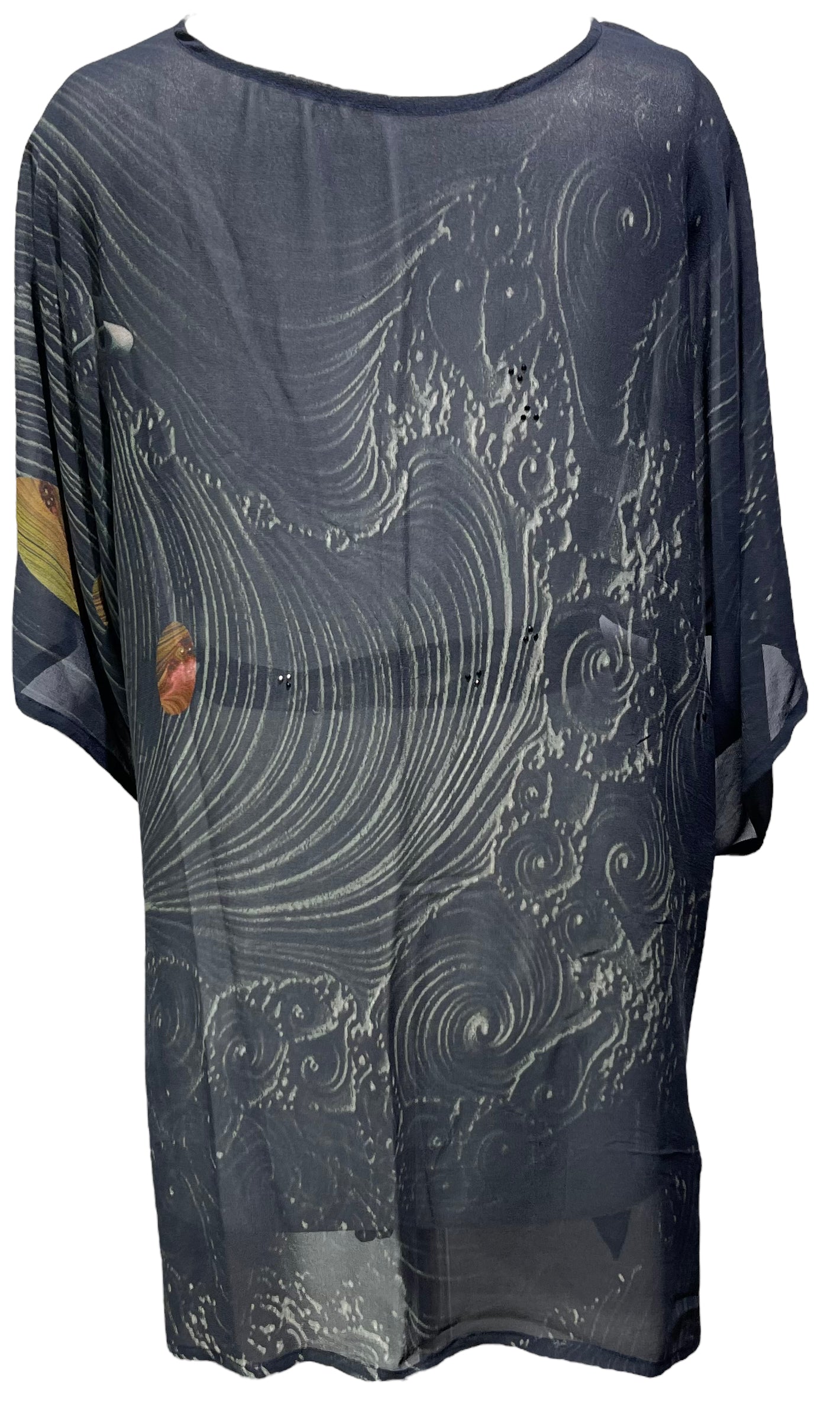 PRG4856 Sheer Avatar Pure Silk Kimono-Sleeved Jacket with Belt