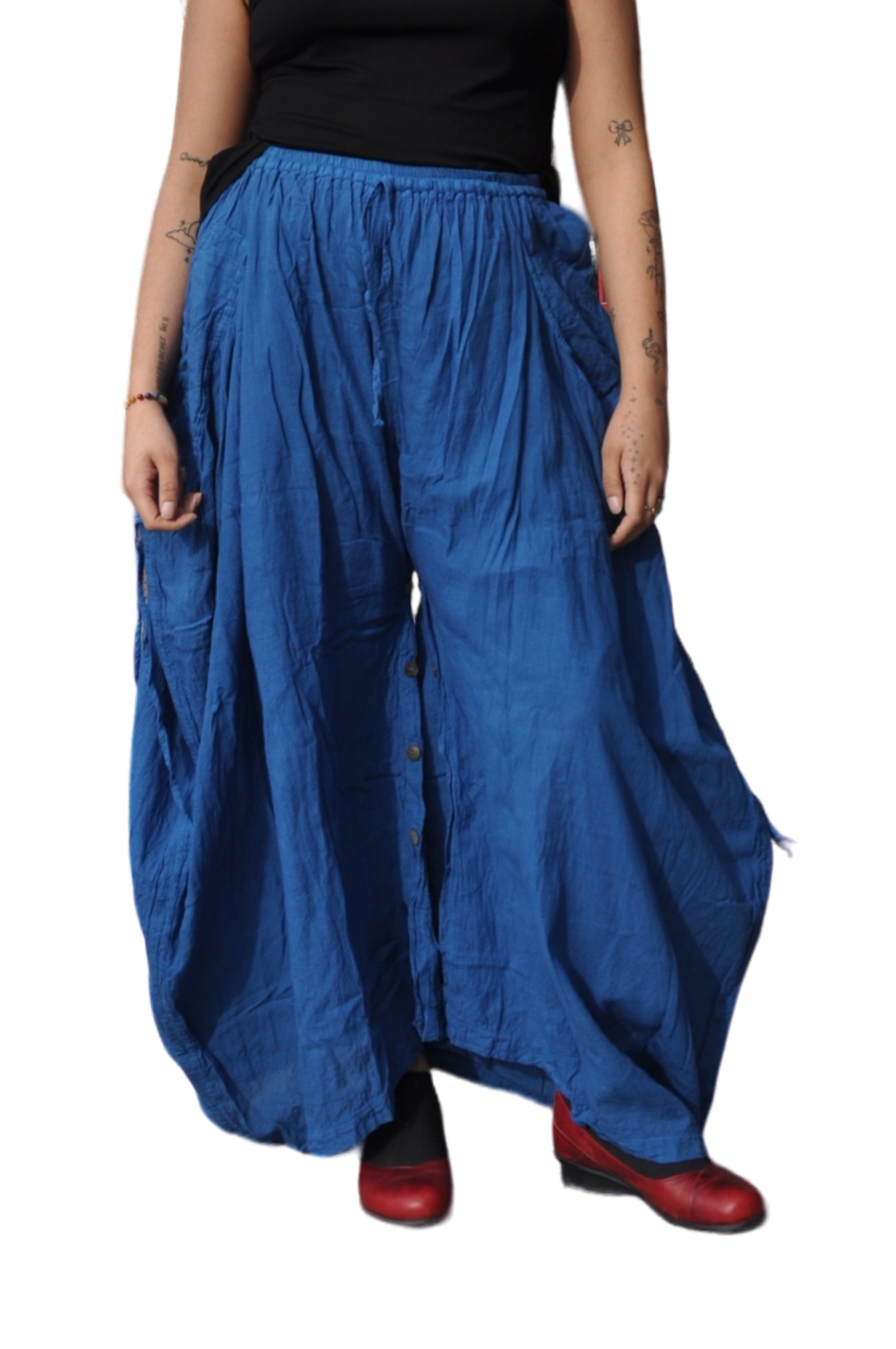 Deep Sky Blue Cotton Voile Tashi Versatile Pants/Skirt