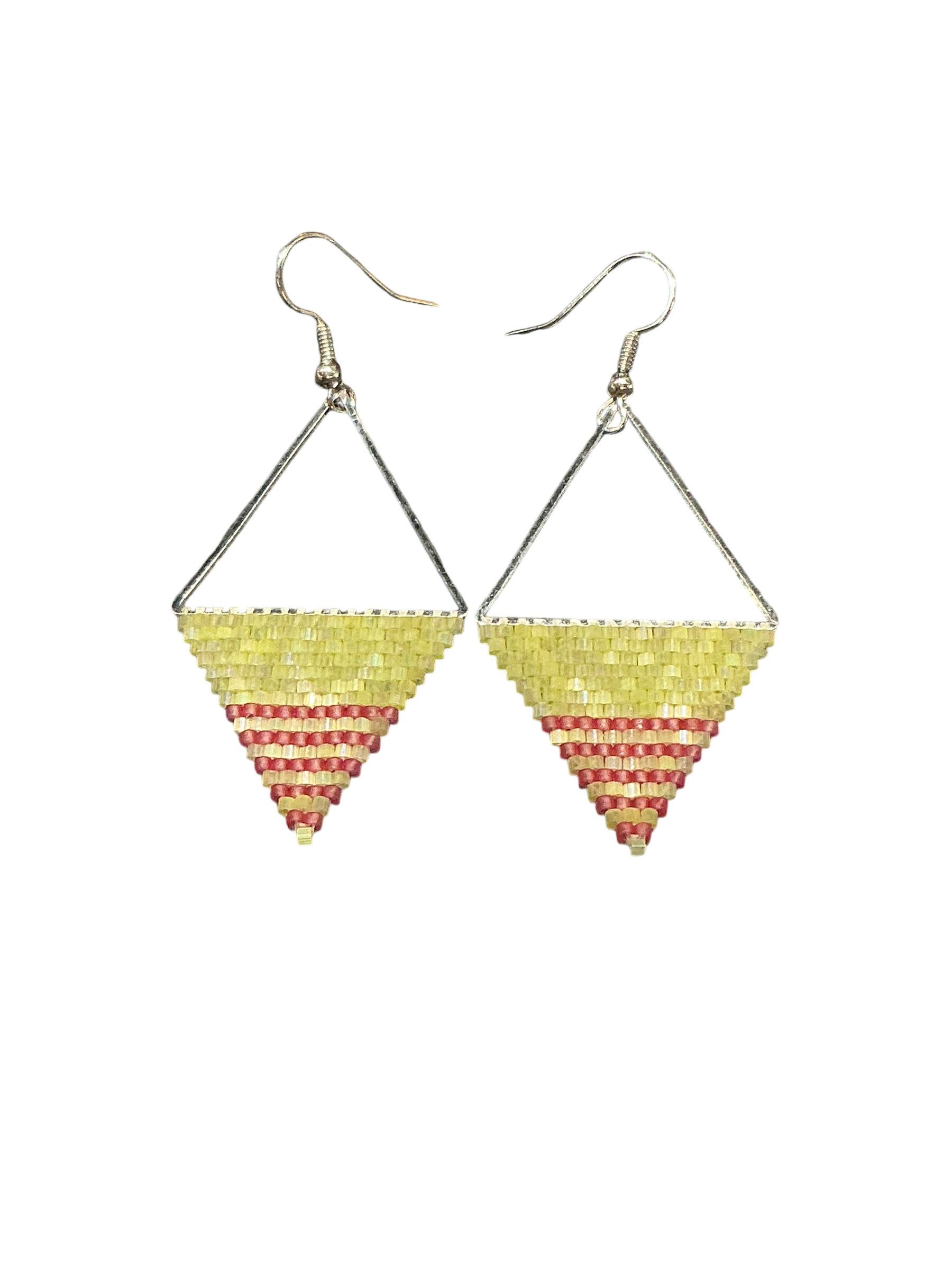 Pink Lemonade Striped Triangle Earrings