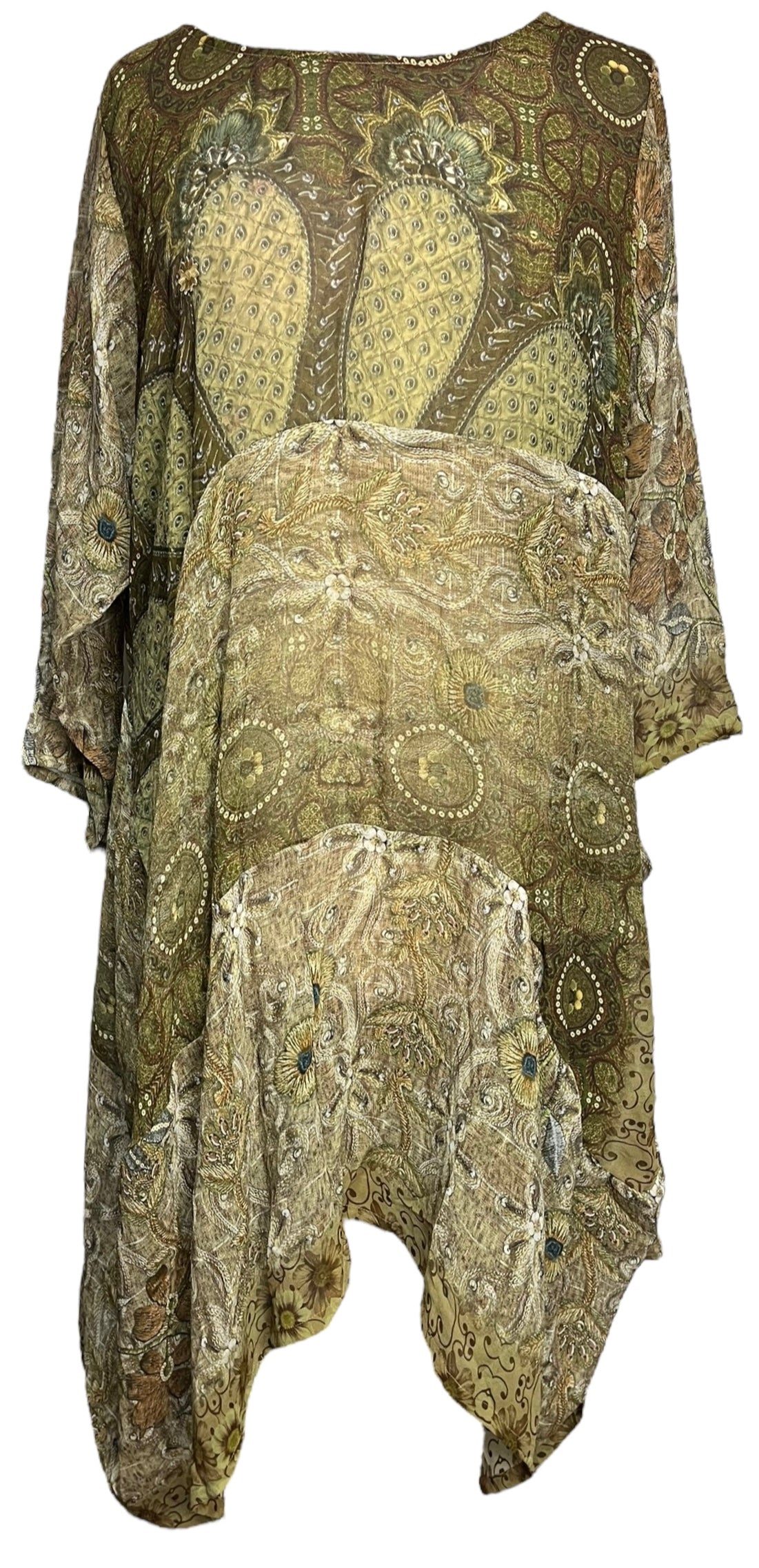 PRG7899 Sheer Avatar Pure Silk Sculptural Long Tunic Dress