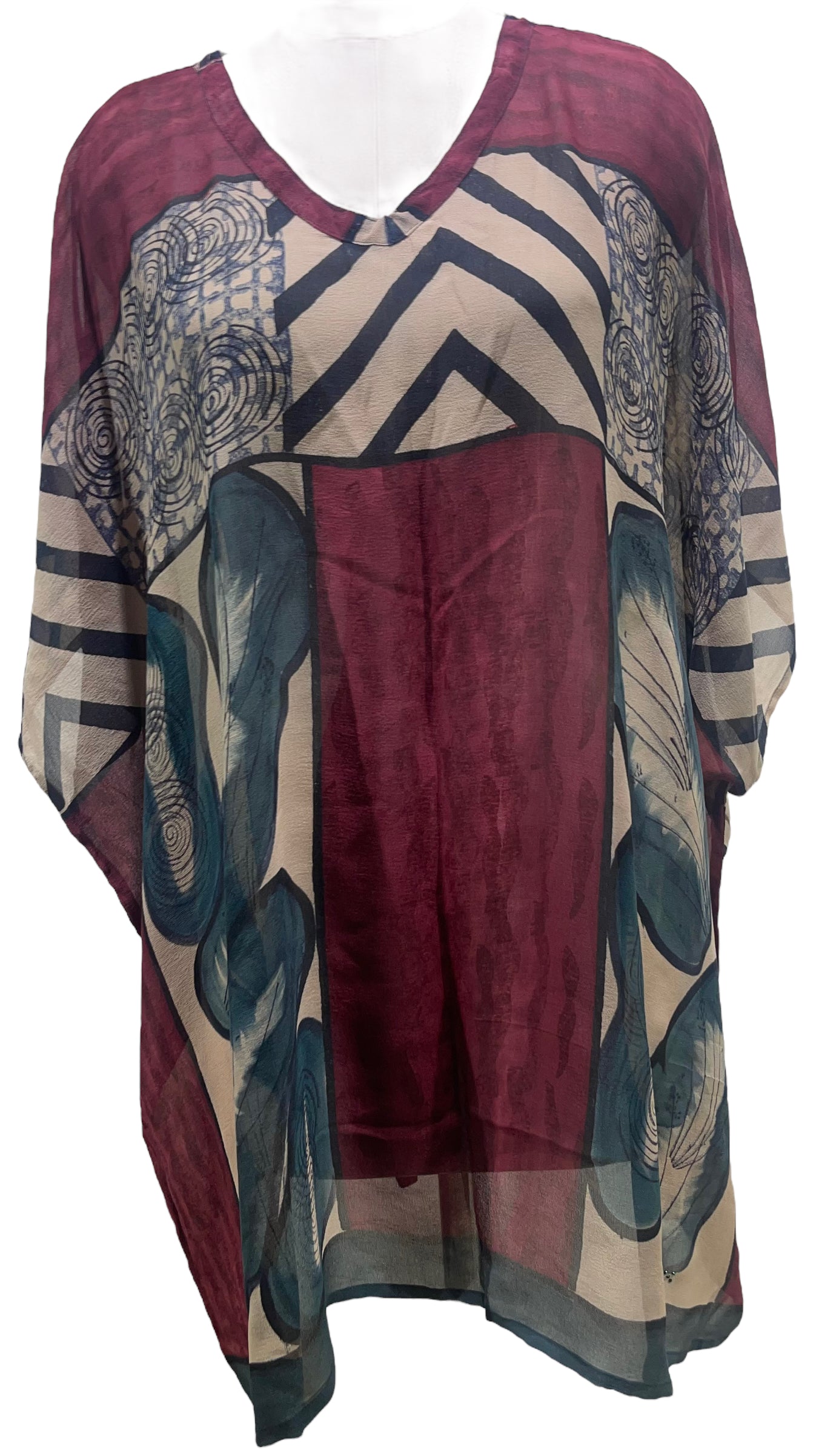 PRG5430 Sheer Avatar Pure Silk Short Kaftan Tunic