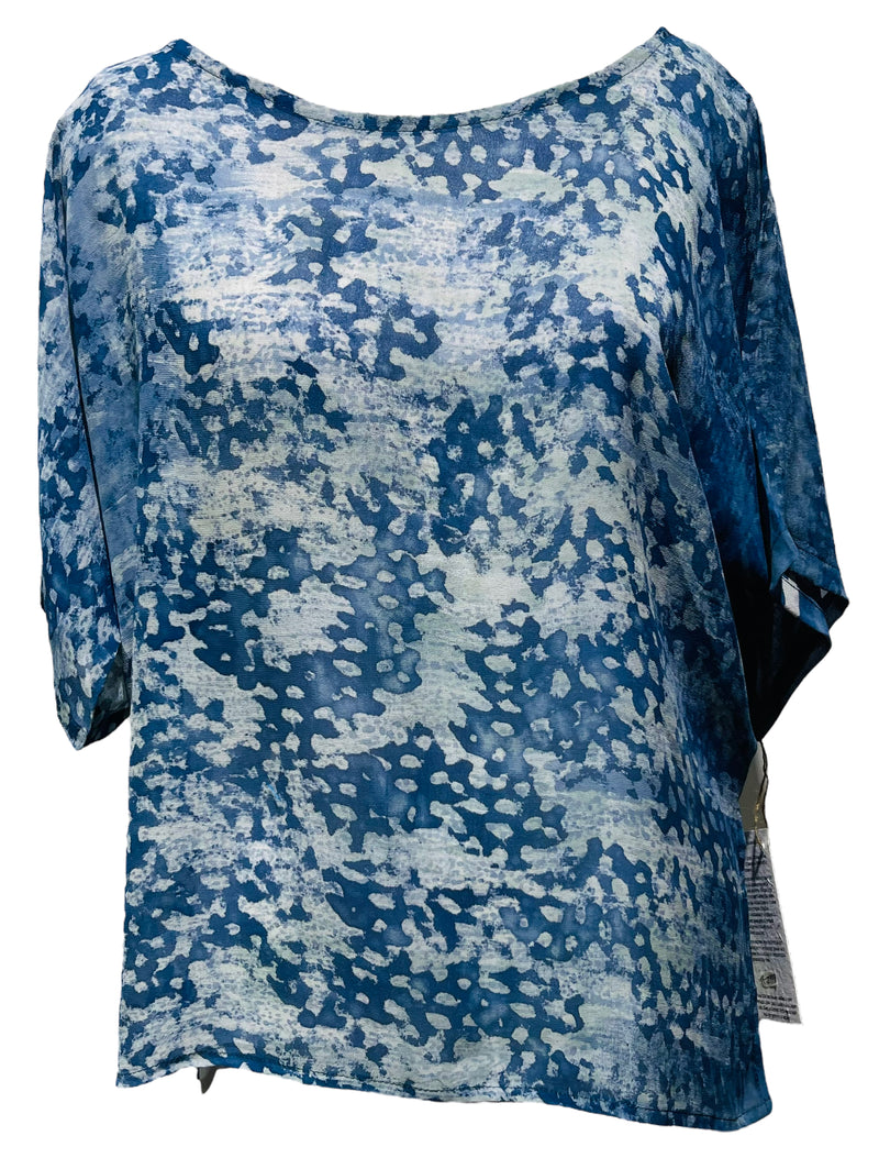 PRG3998  Sheer Avatar Pure Silk Side Slit Top