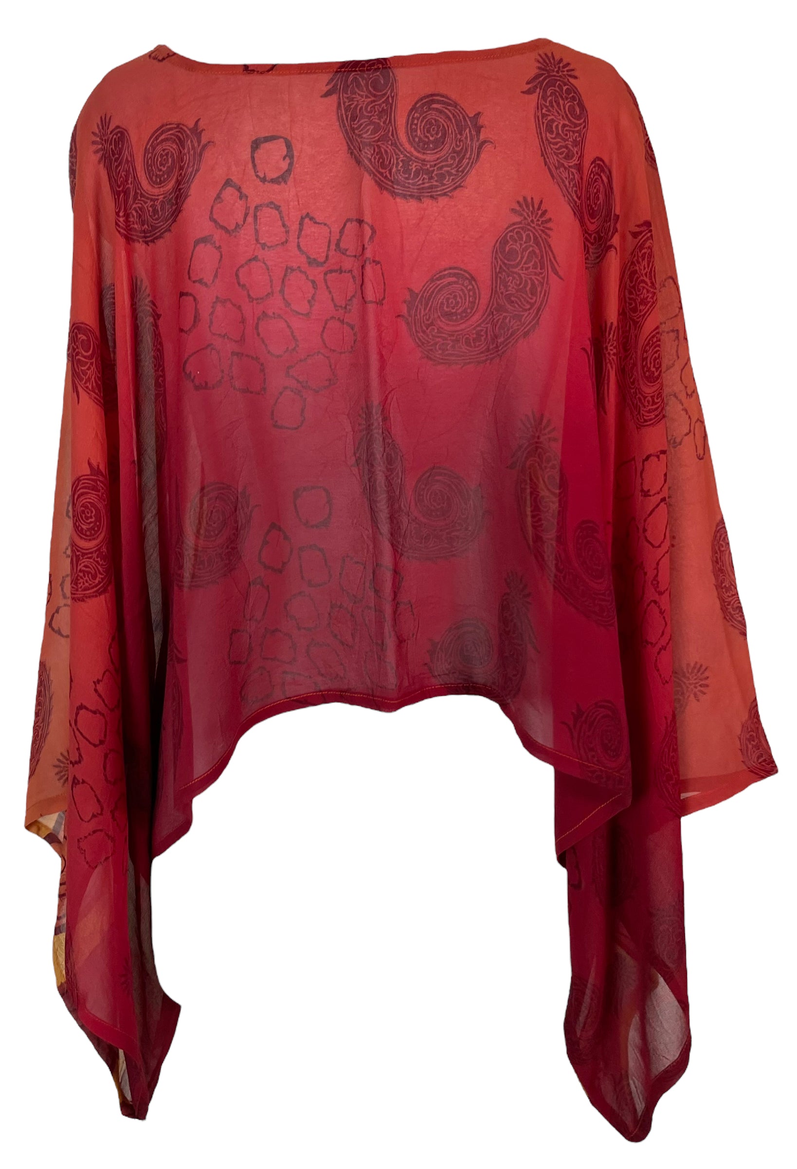 PRG5776 Sheer Avatar Pure Silk Kimono-Sleeved Top