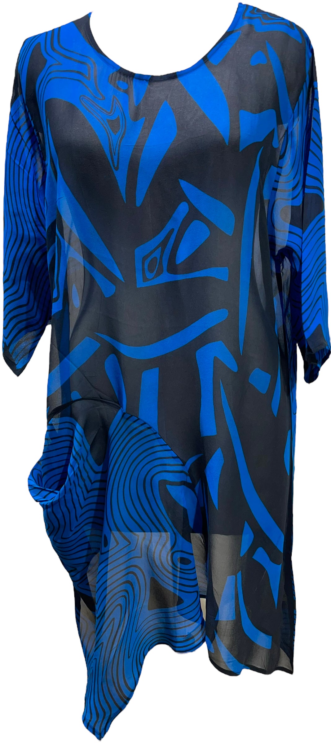 PRG5513 Sheer Avatar Pure Silk Self Pocket Tunic Dress