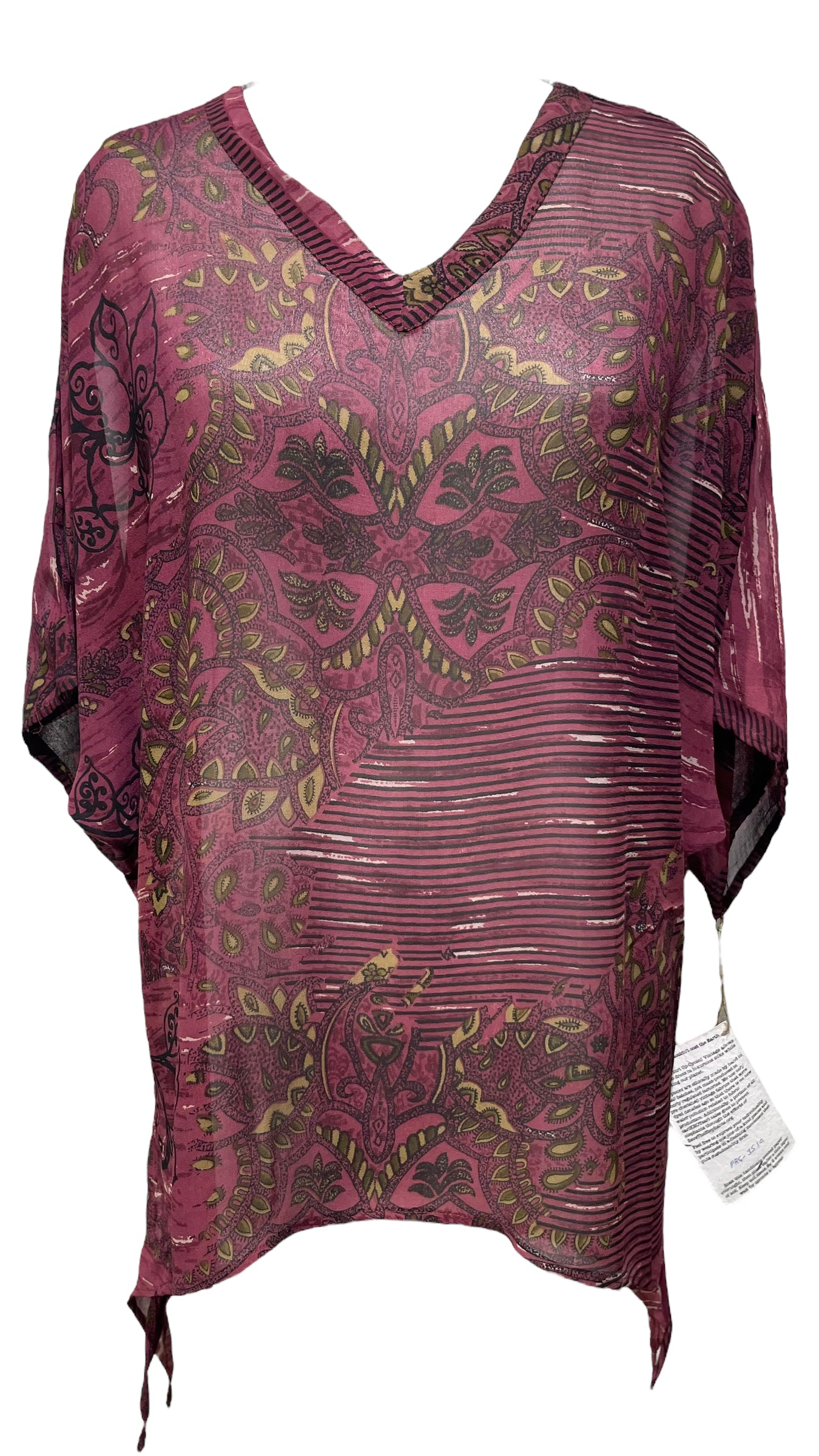 PRG3510 Sheer Avatar Pure Silk Long Tunic with Side Ties