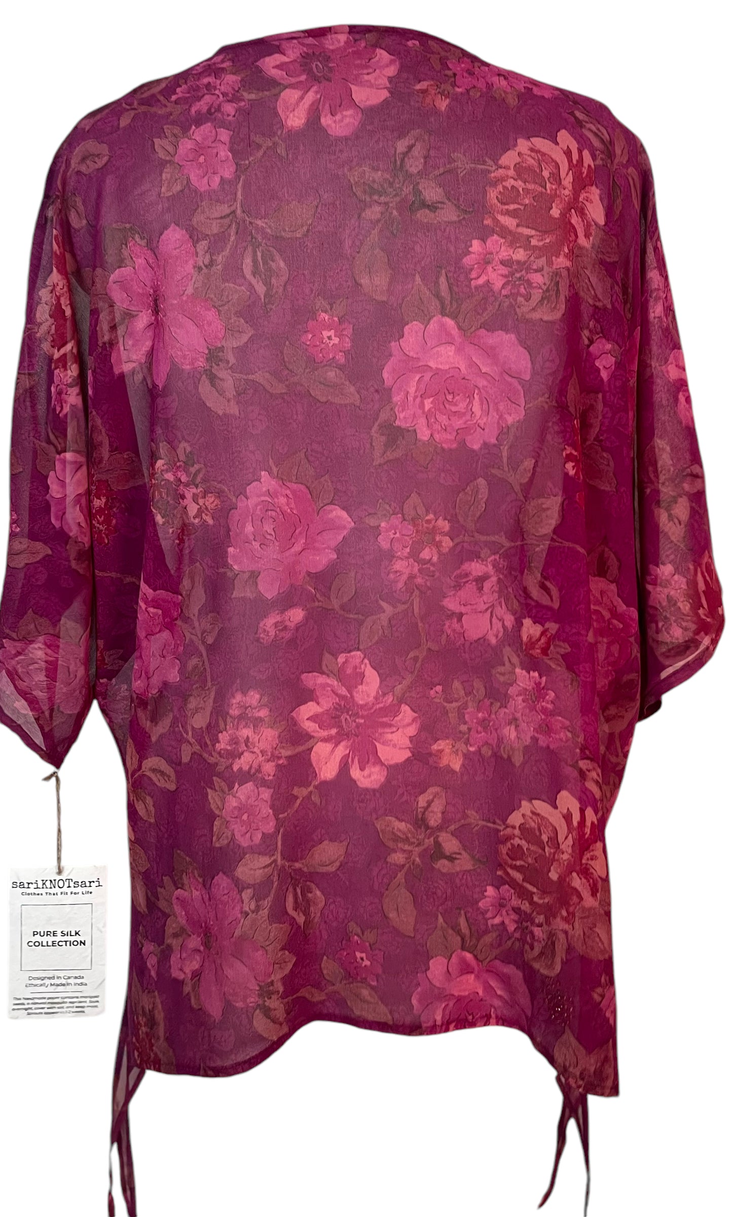 PRG5950 Sheer Avatar Pure Silk Long Tunic with Side Ties