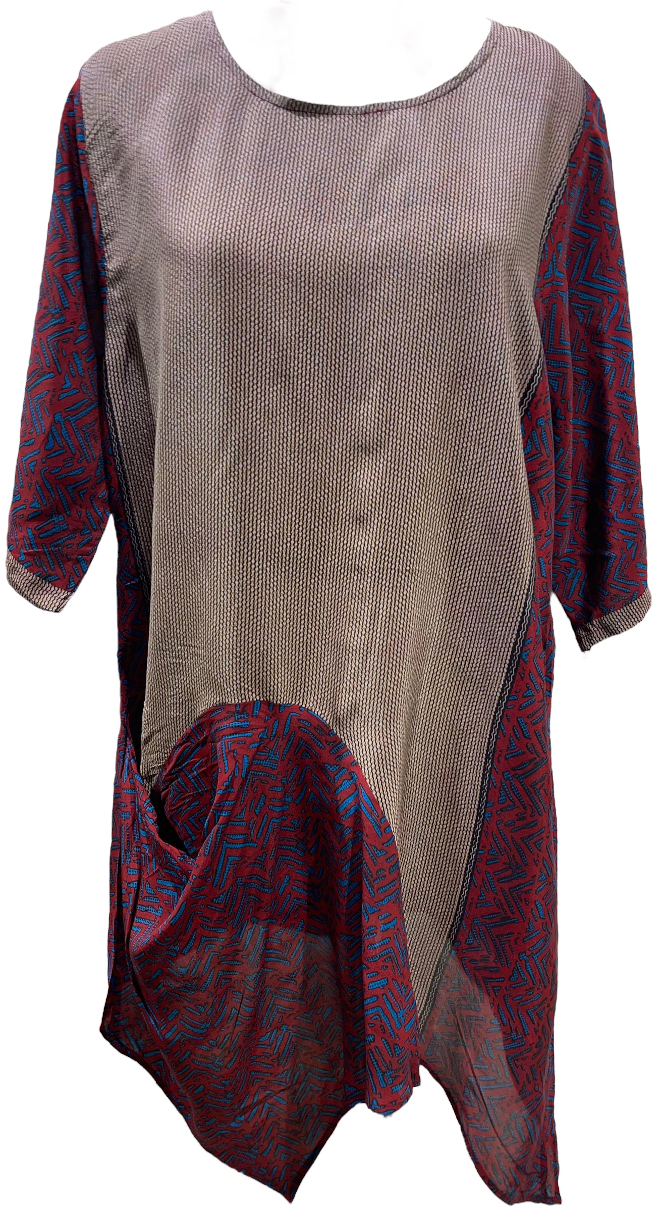 PRC5762 Avatar Pure Silk Self Pocket Tunic Dress