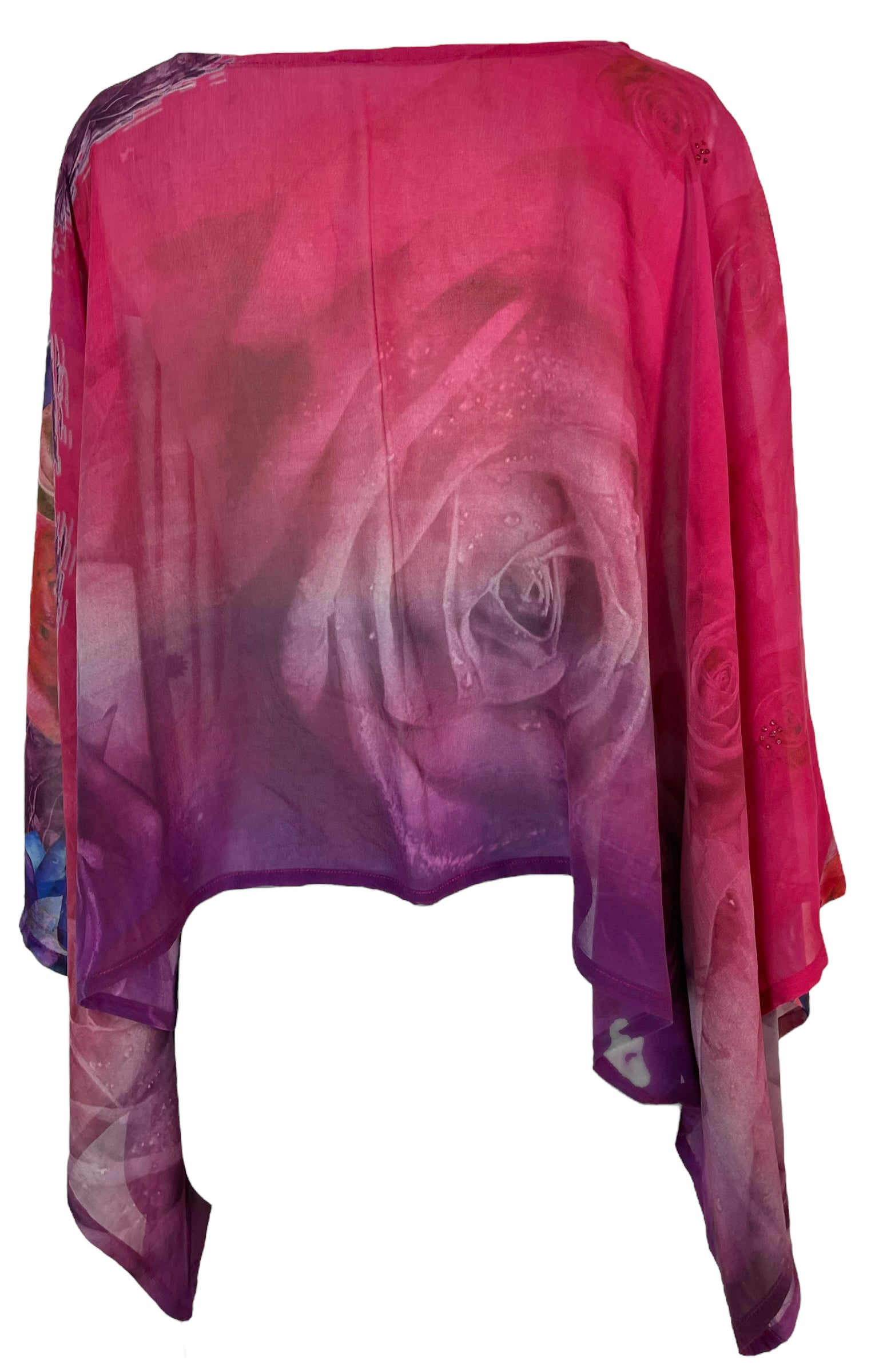 PRG5783 Sheer Wabi Sabi Pure Silk Kimono-Sleeved Top