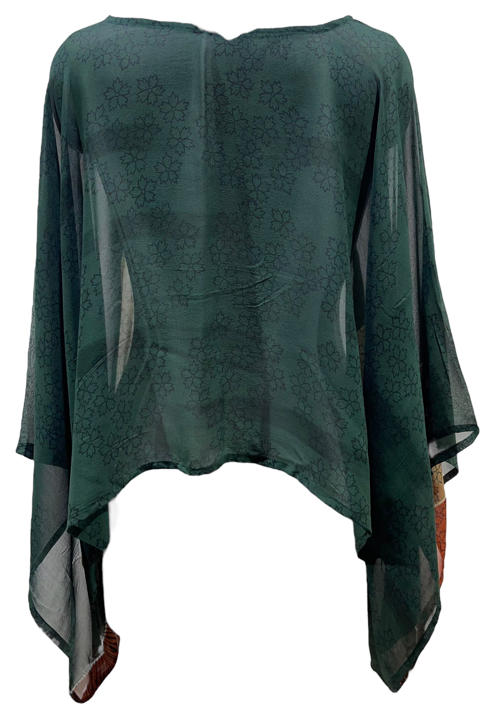 PRG4948  Sheer Avatar Pure Silk Kimono-Sleeved Top