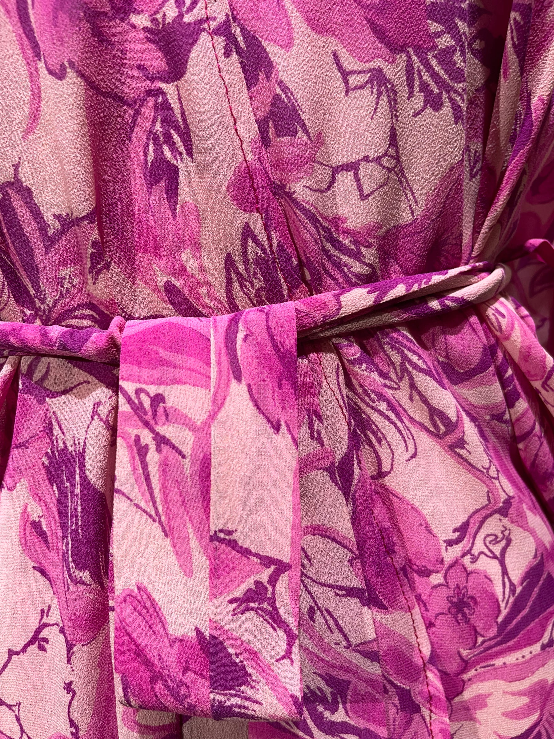 PRG4583 Sheer Wabi Sabi Pure Silk Kimono Sleeved Duster with Belt