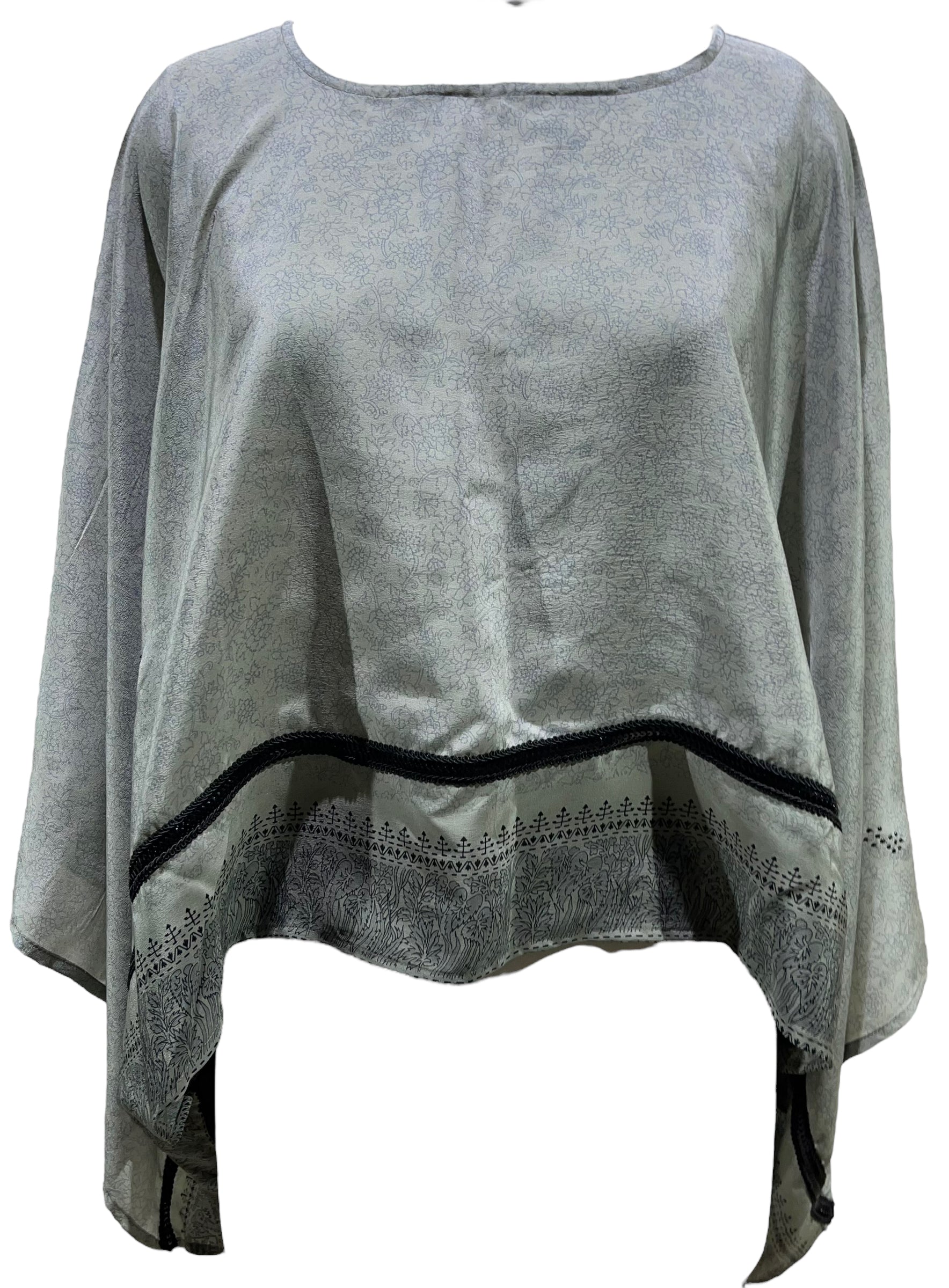 PRC5535 Avatar Pure Silk Kimono-Sleeved Top