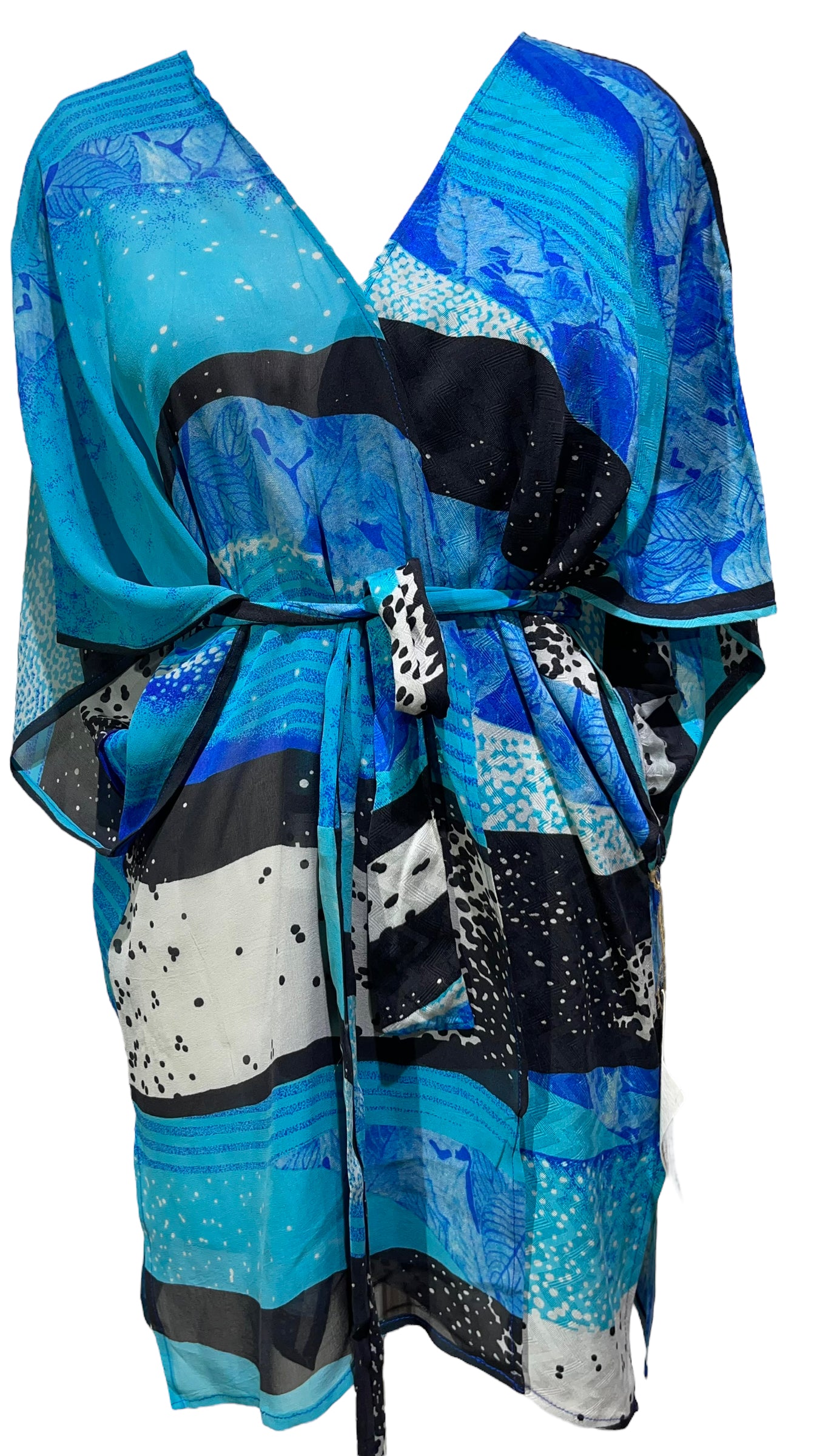PRG3068 Sheer Avatar Pure Silk Kimono-Sleeved Jacket with Belt