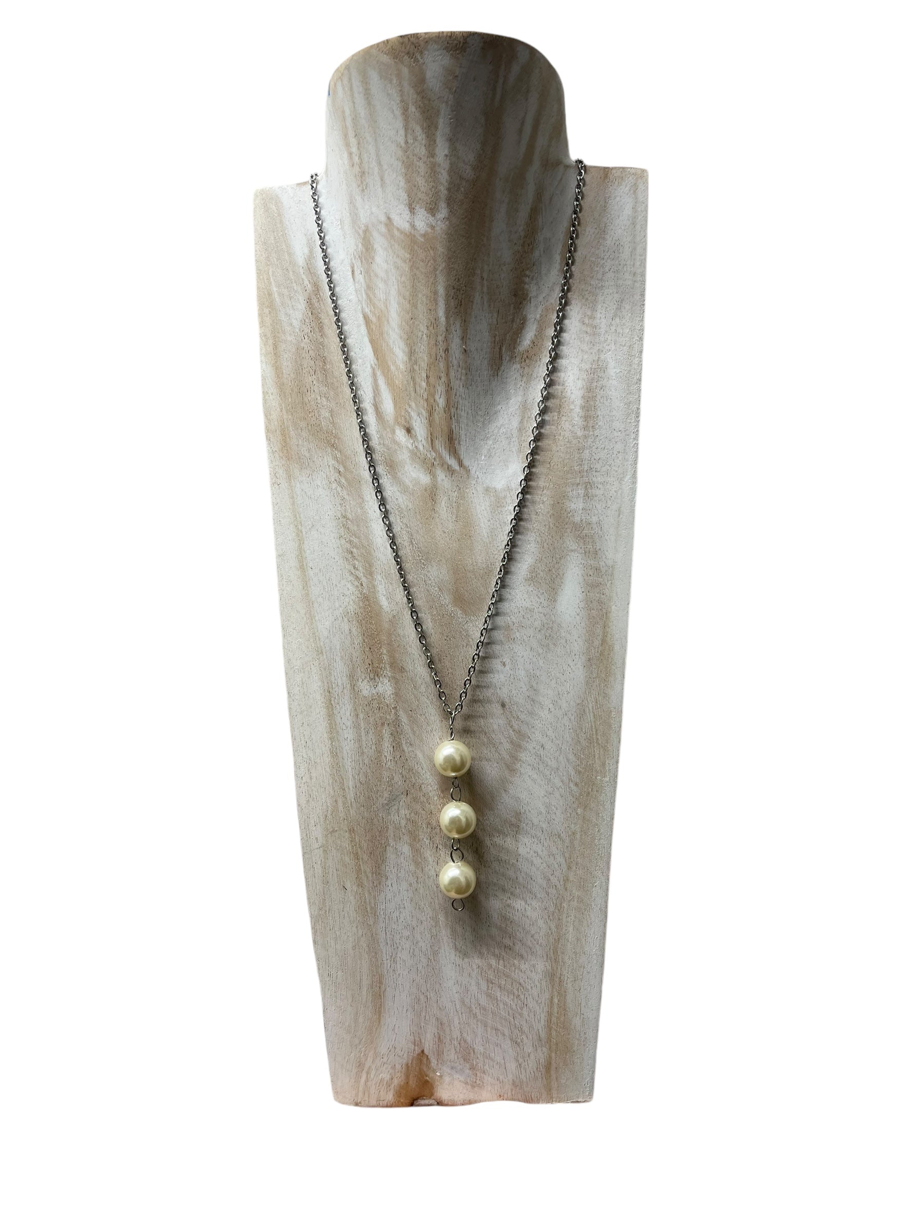 Tiered Pearl Necklace - silver