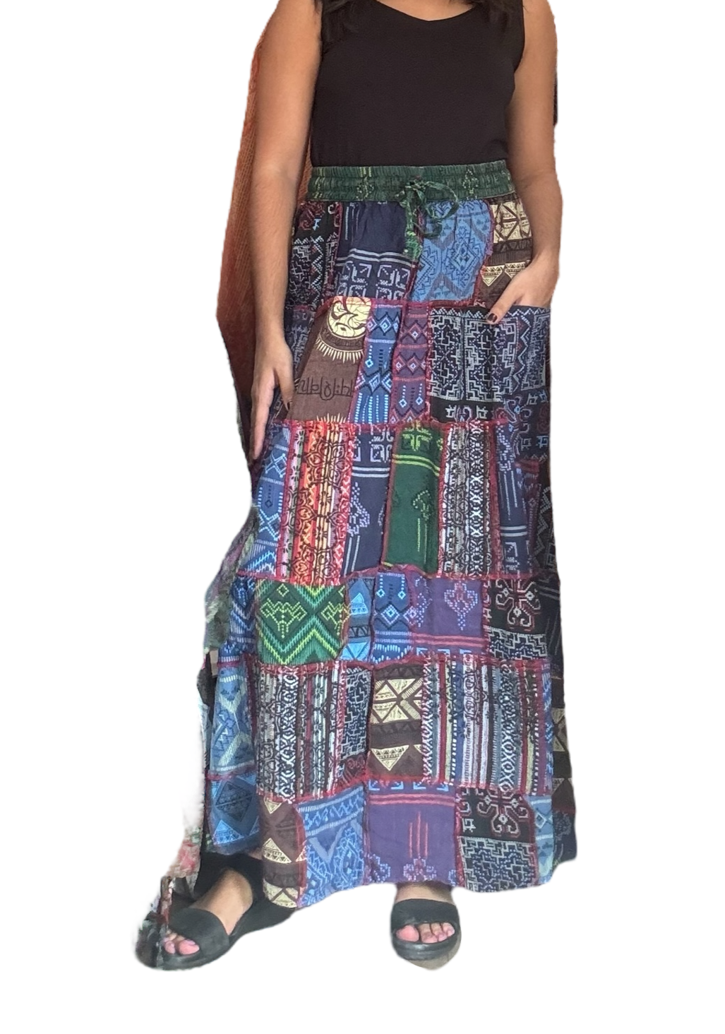 Mostly Blues Cotton Patchwork Skirt