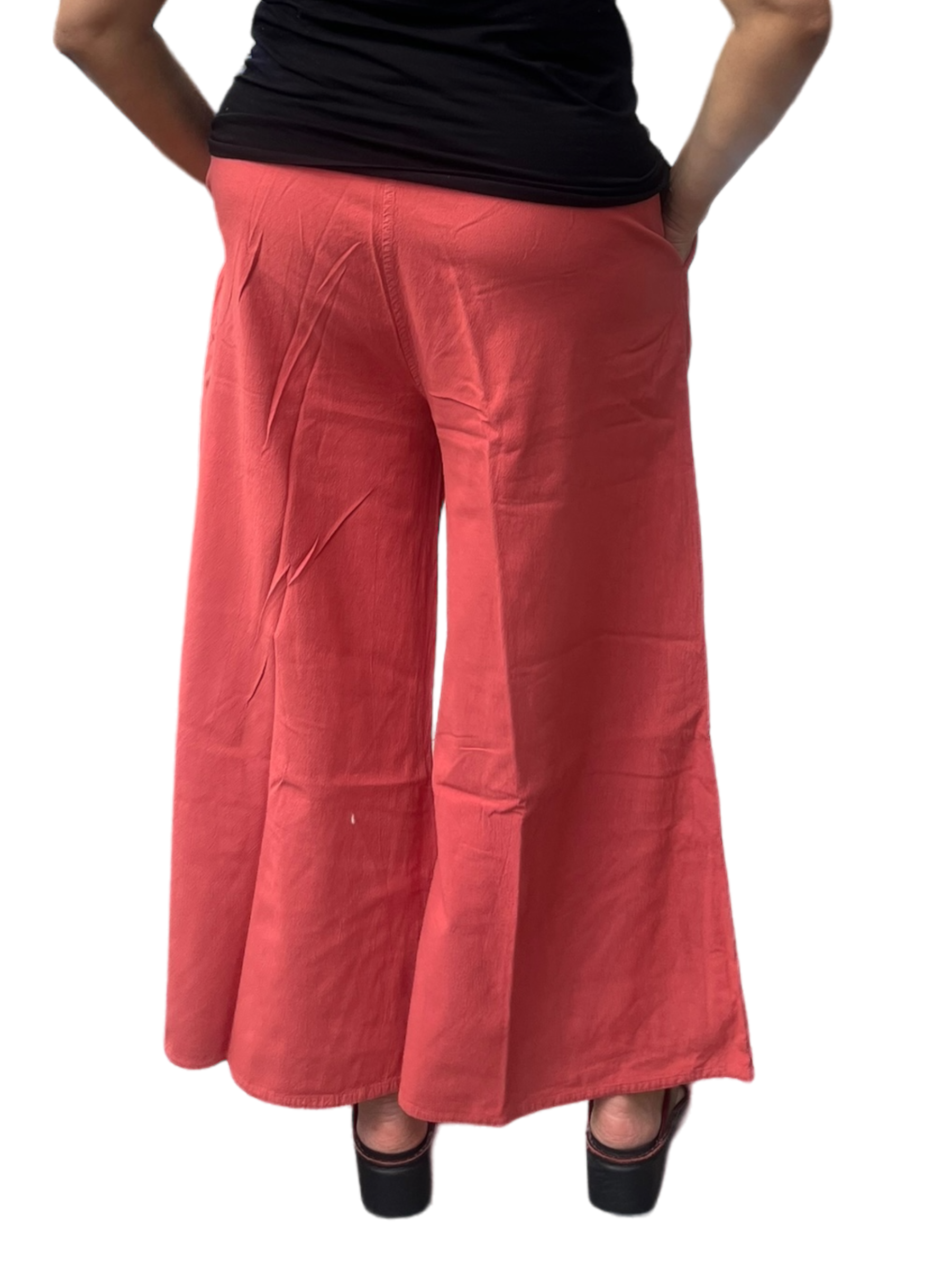 Bright Rose Cotton Palazzo Pants