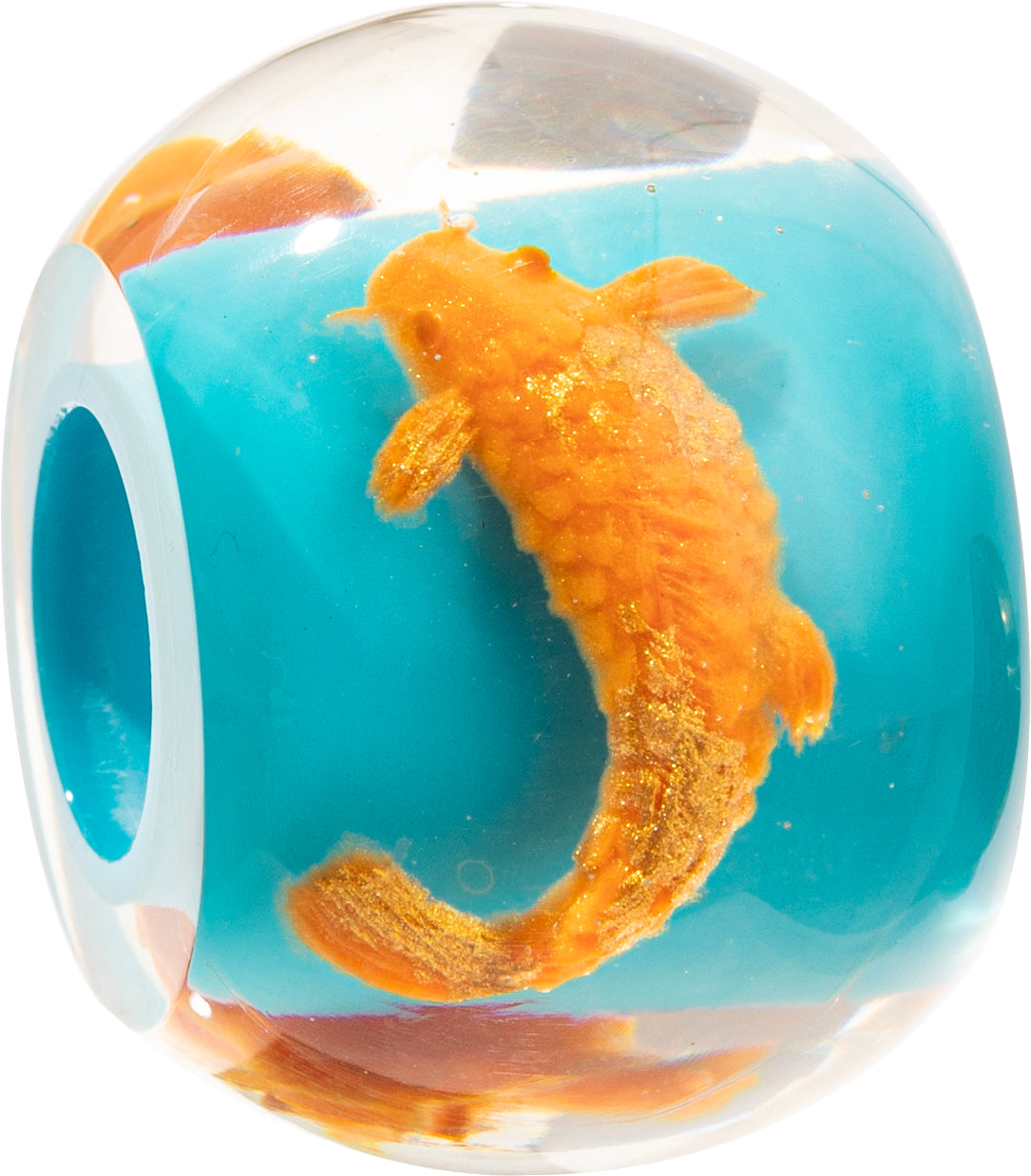 Gold Koi Bliss Bead - Small Opening by Zsiska – Handmade ethical Bead from sariKNOTsari using upcycled silk. Designed in Canada for travel and slow fashion, loved from Toronto to LA to Sydney.