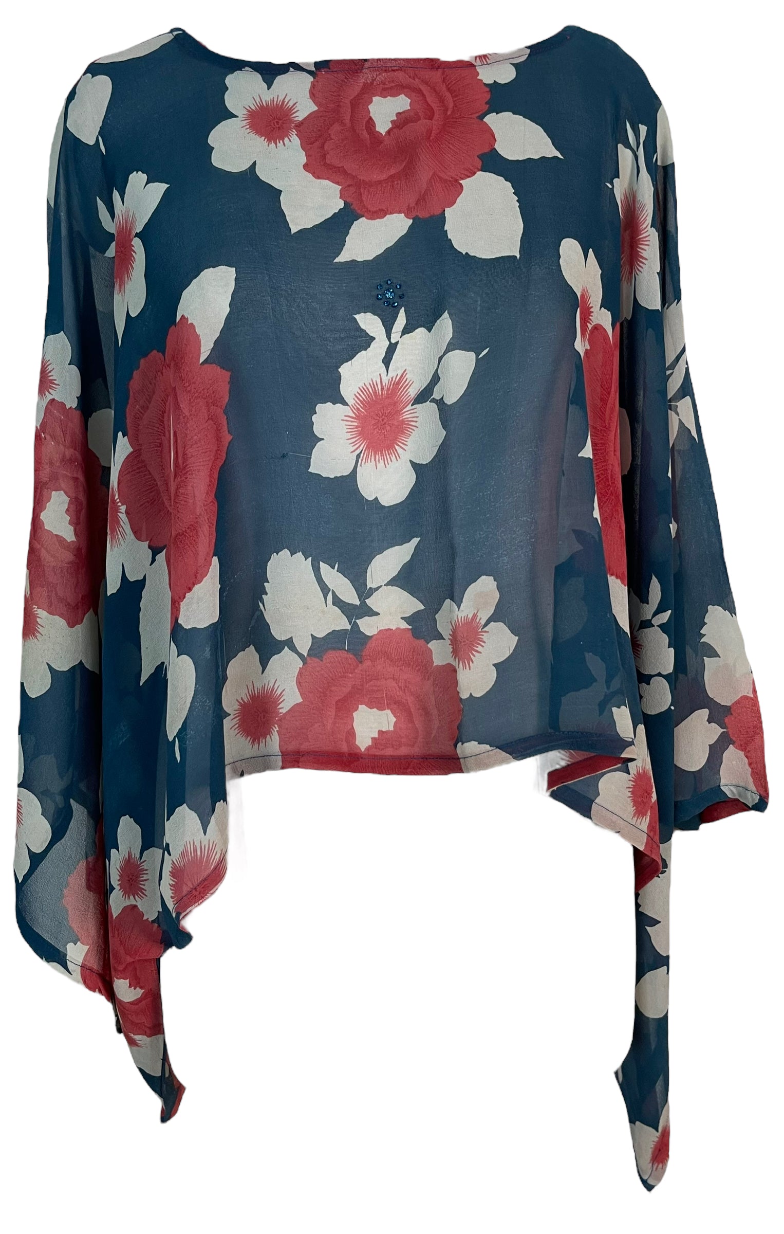 PRG5784 Sheer Wabi Sabi Pure Silk Kimono-Sleeved Top