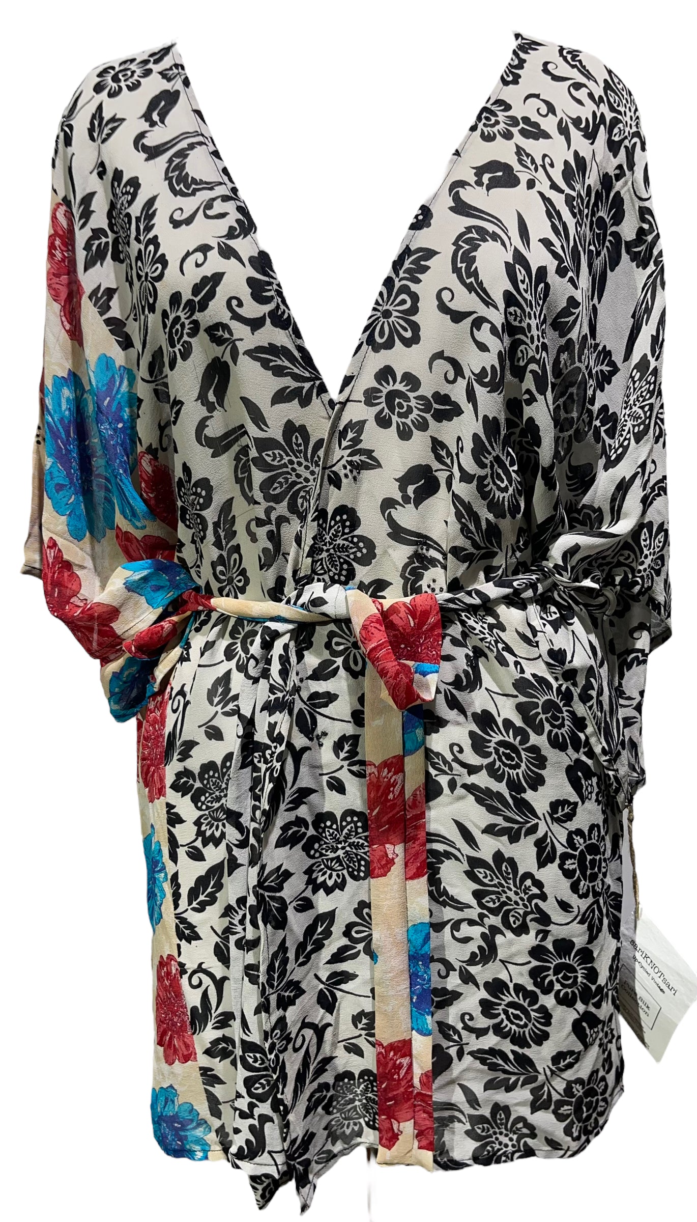 PRG3890 Sheer Wabi Sabi Pure Silk Kimono-Sleeved Jacket with Belt