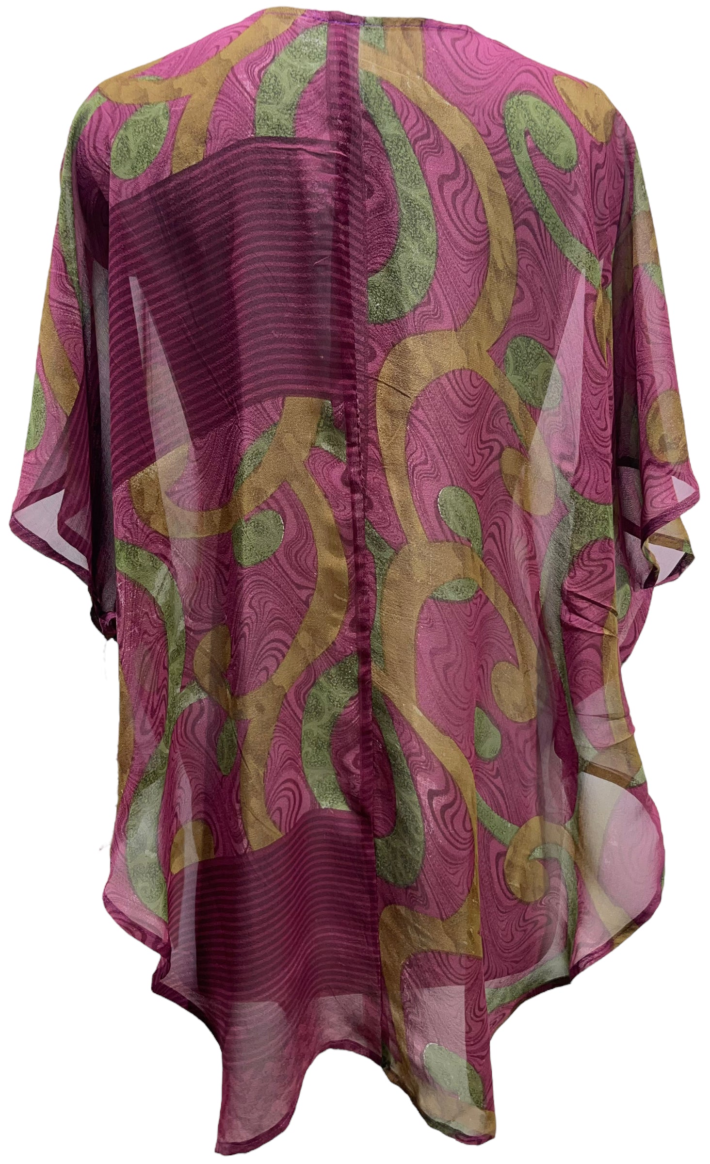 PRG5713 Sheer Avatar Pure Silk Waterfall Top