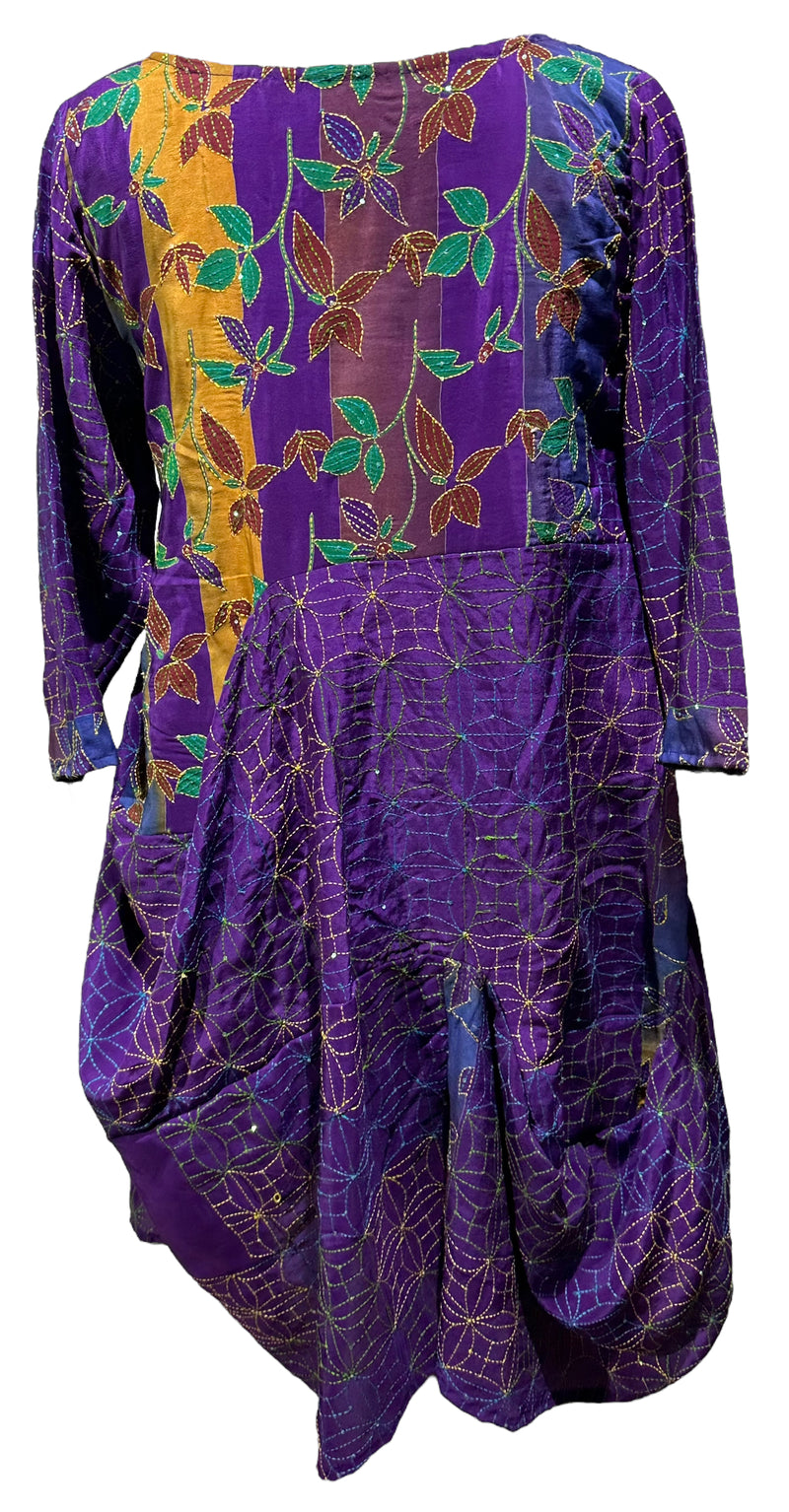 PRC4234 Nirvana Pure Silk Sculptural Long Tunic Dress