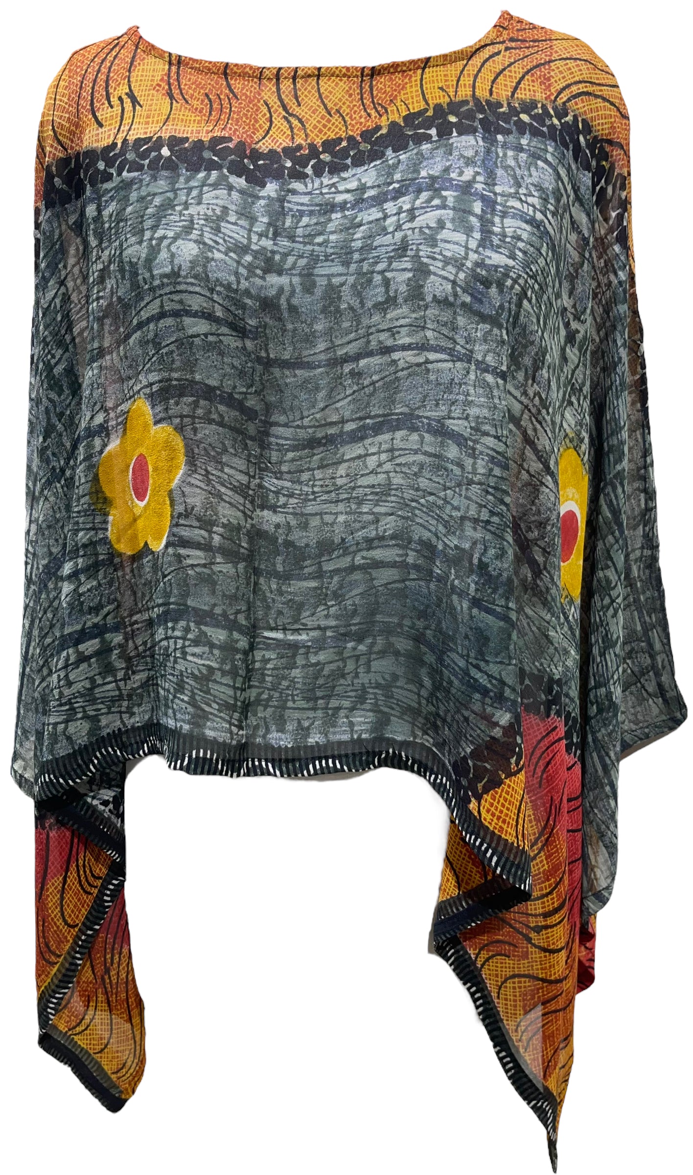 PRG5500 Sheer Avatar Pure Silk Capelet Poncho