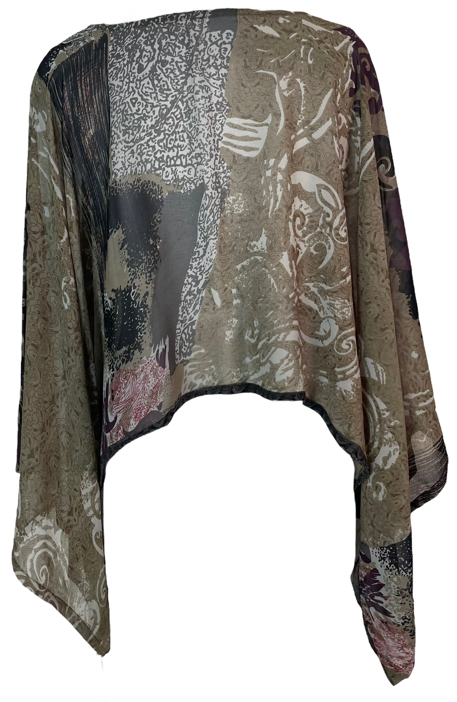 PRG5790 Sheer Avatar Pure Silk Kimono-Sleeved Top