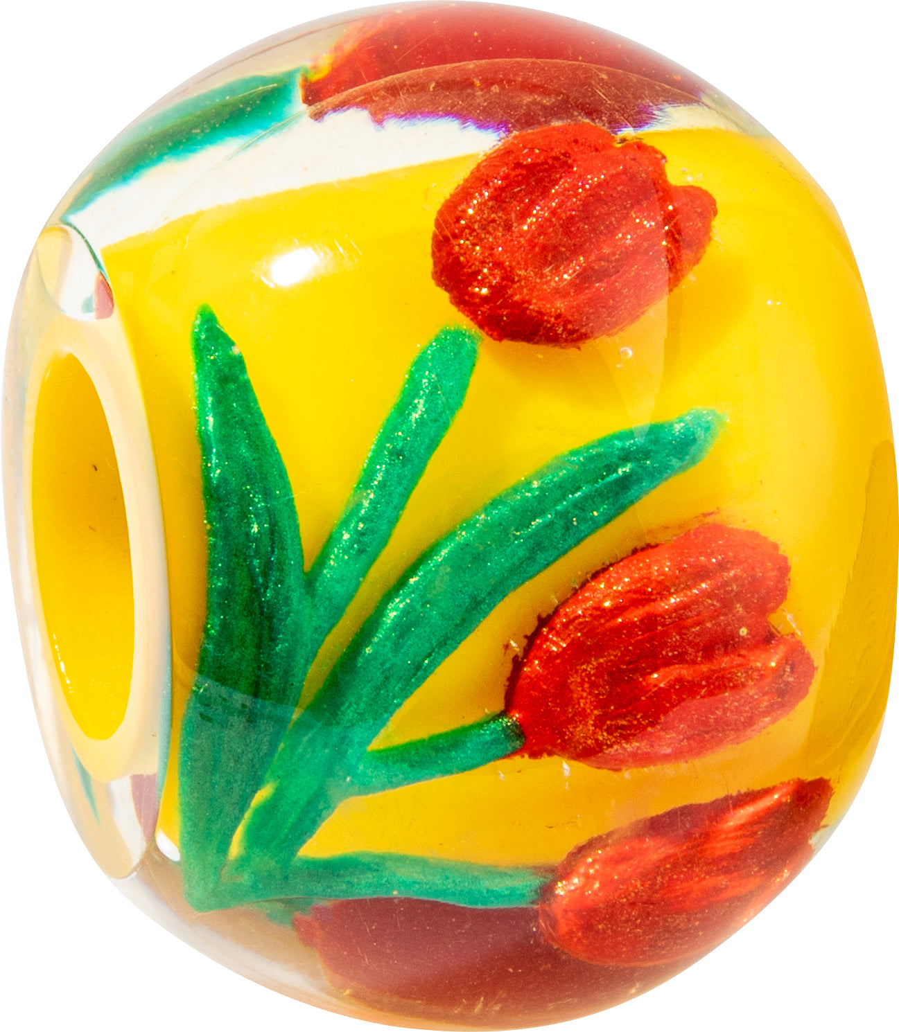 Tulip Bliss Bead by Zsiska – Handmade ethical Bead from sariKNOTsari using upcycled silk. Designed in Canada for travel and slow fashion, loved from Toronto to LA to Sydney.