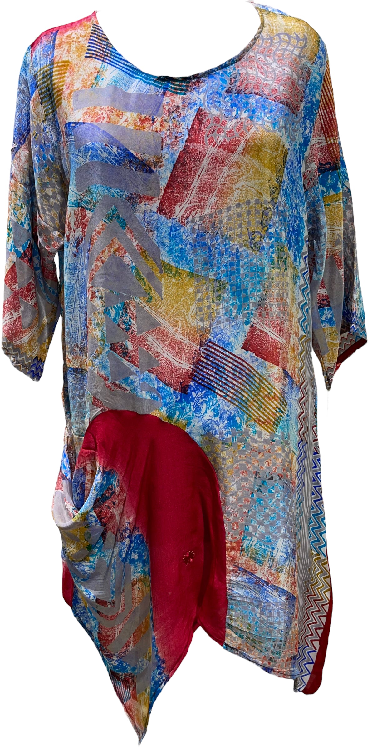 PRC5484 Avatar Pure Silk Self Pocket Tunic Dress