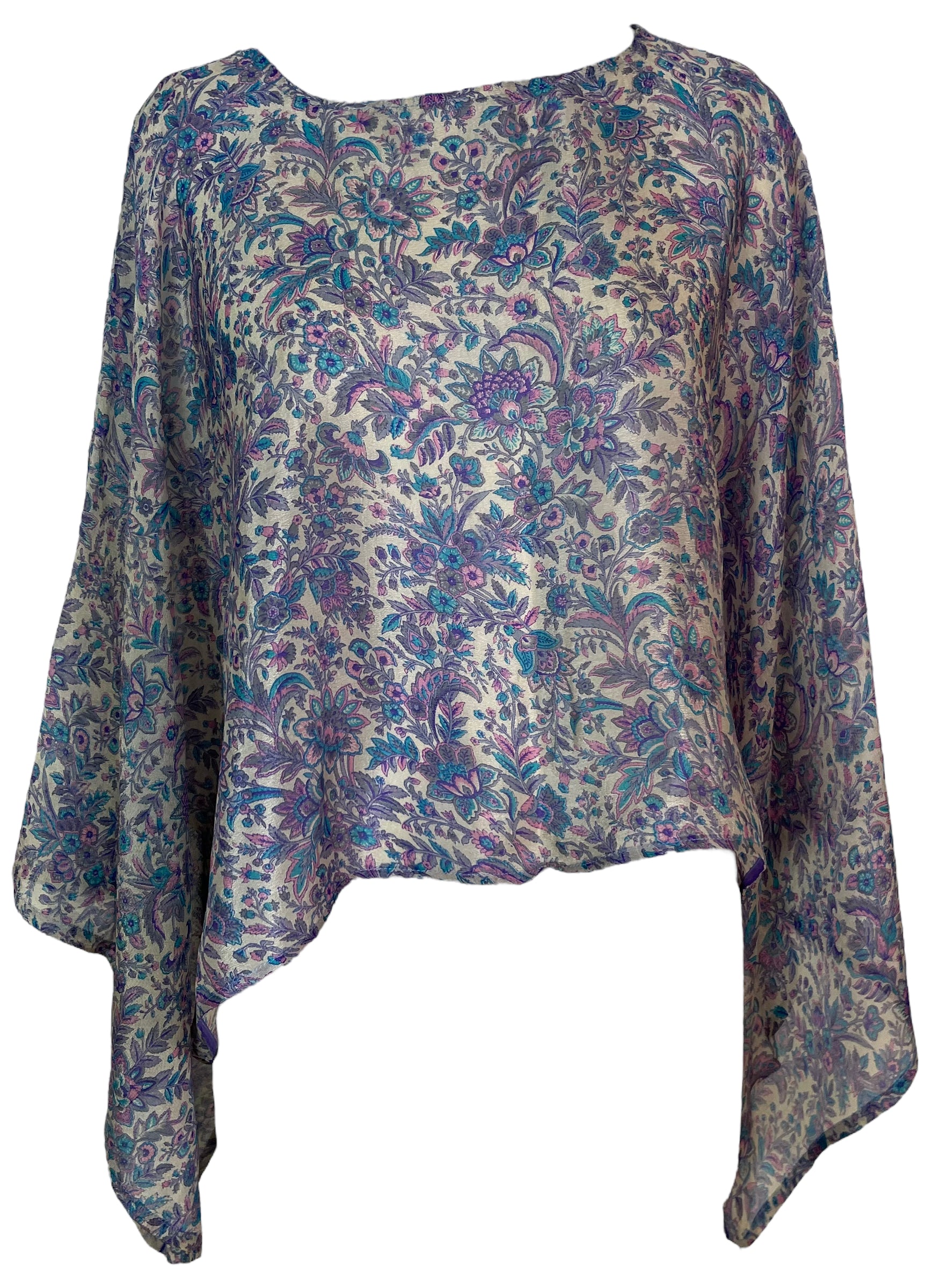 PRC5915 Avatar Pure Silk Kimono-Sleeved Top