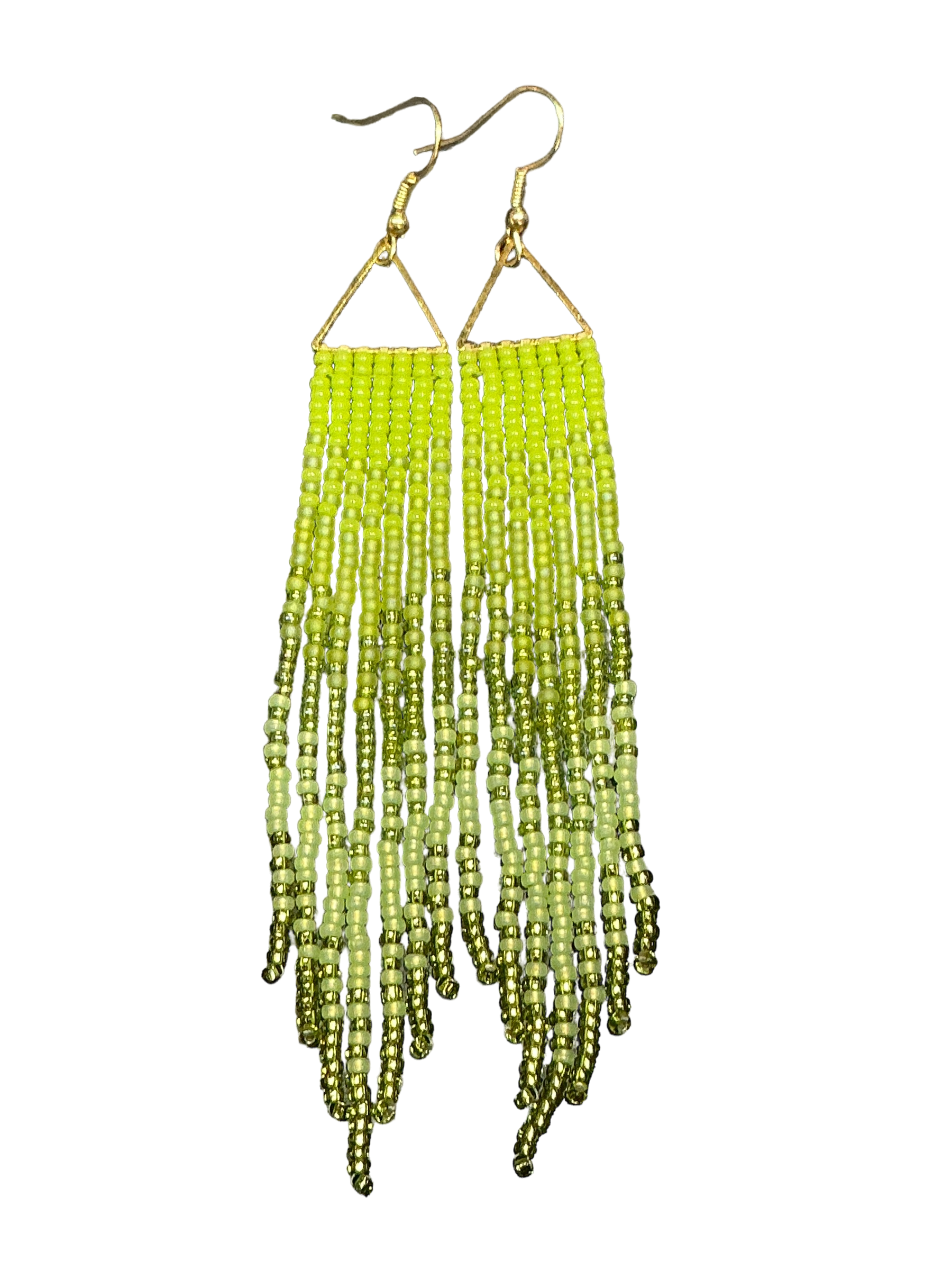 Lime Mini Triangle Fringe Earrings