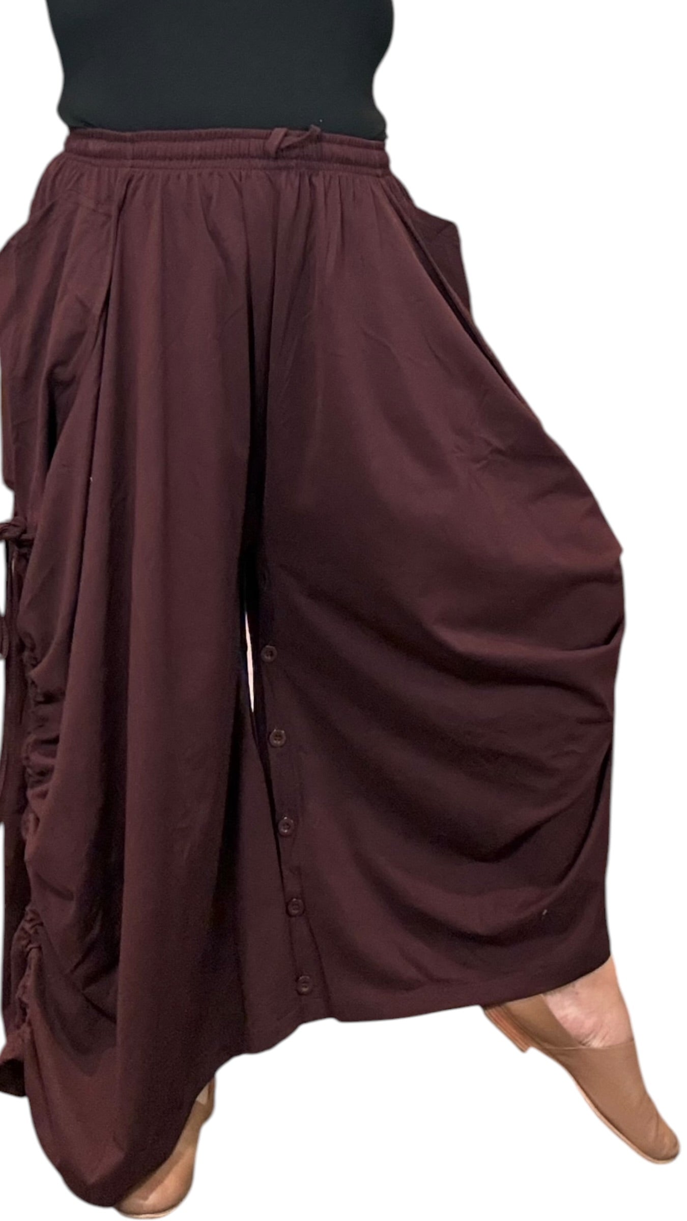 Eggplant Cotton Jersey Tashi Versatile Pants/Skirt