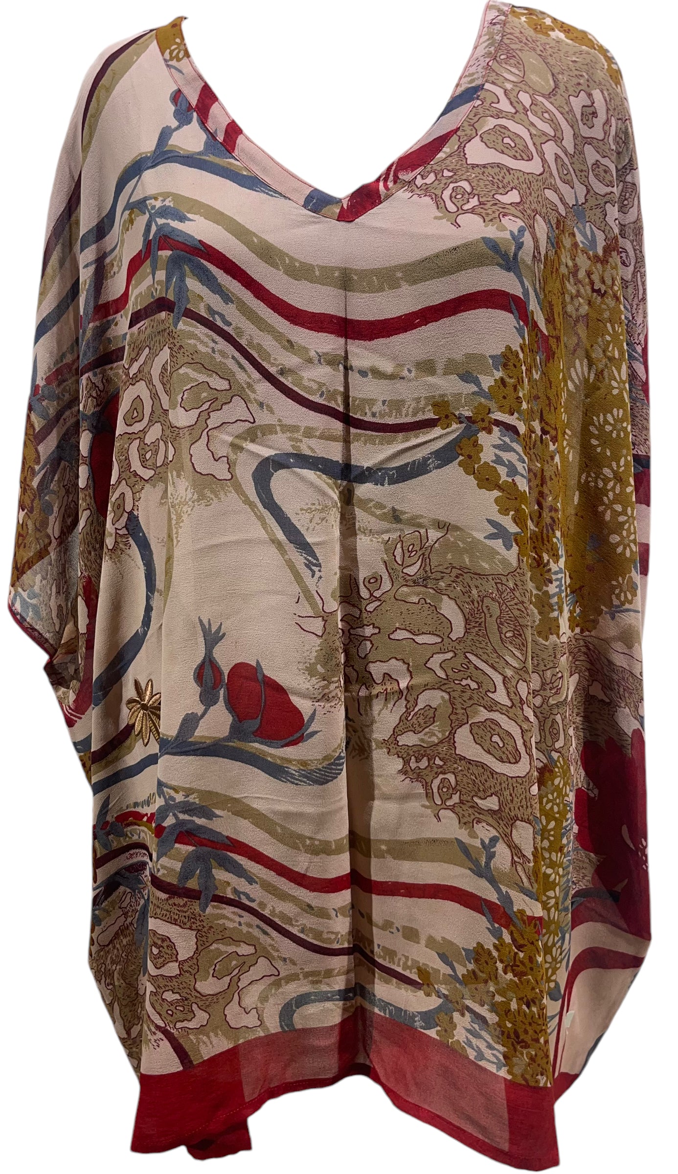 PRG5427 Sheer Wabi Sabi Pure Silk Short Kaftan Tunic