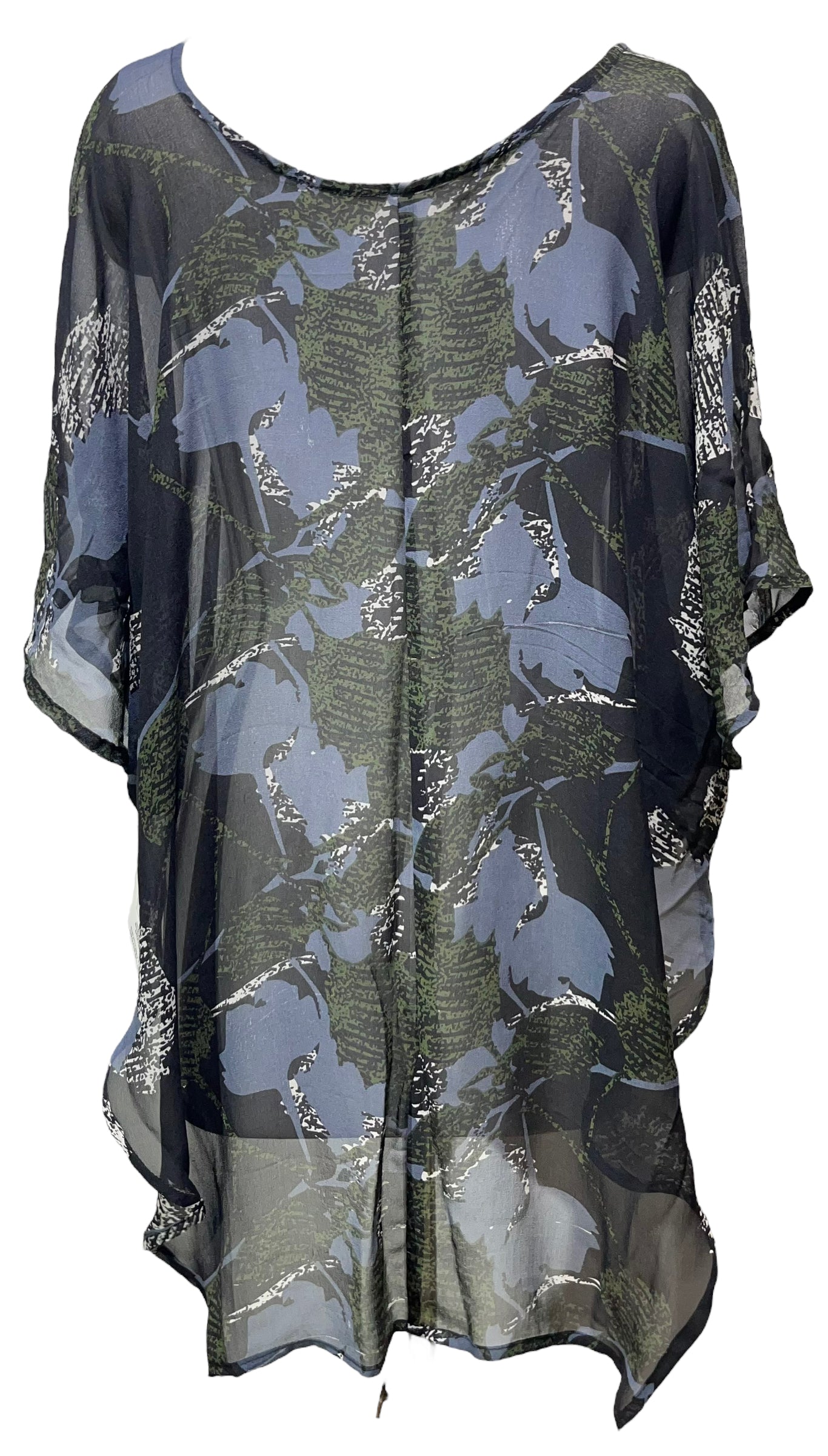 PRG5139 Sheer Avatar Pure Silk Waterfall Top