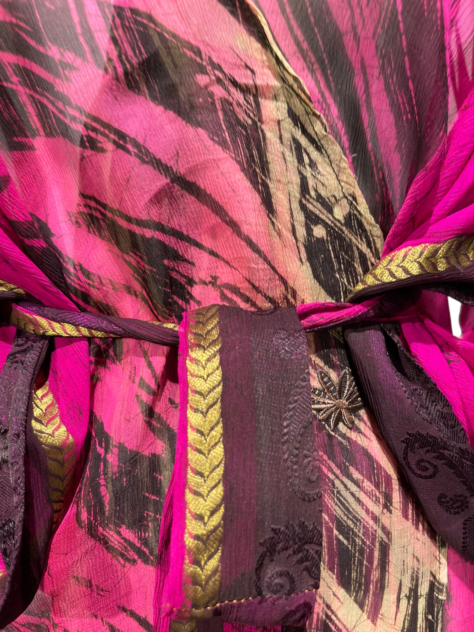 PRG3569 Sheer Avatar Pure Silk Kimono-Sleeved Jacket with Belt