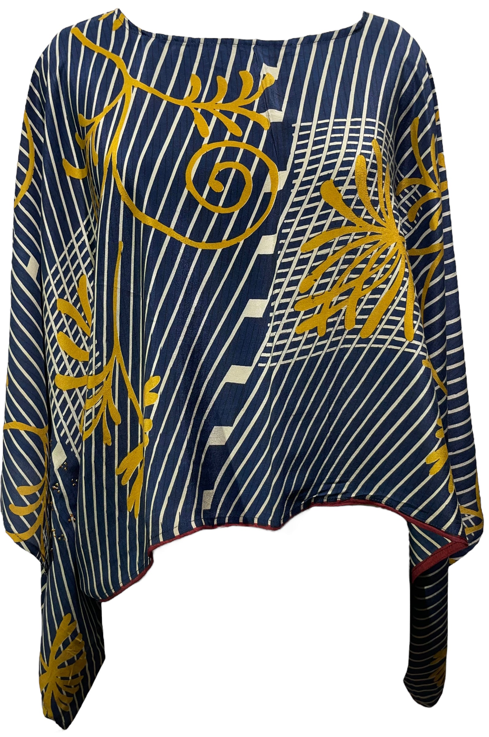 PRC4572 Avatar Pure Silk Kimono-Sleeved Top