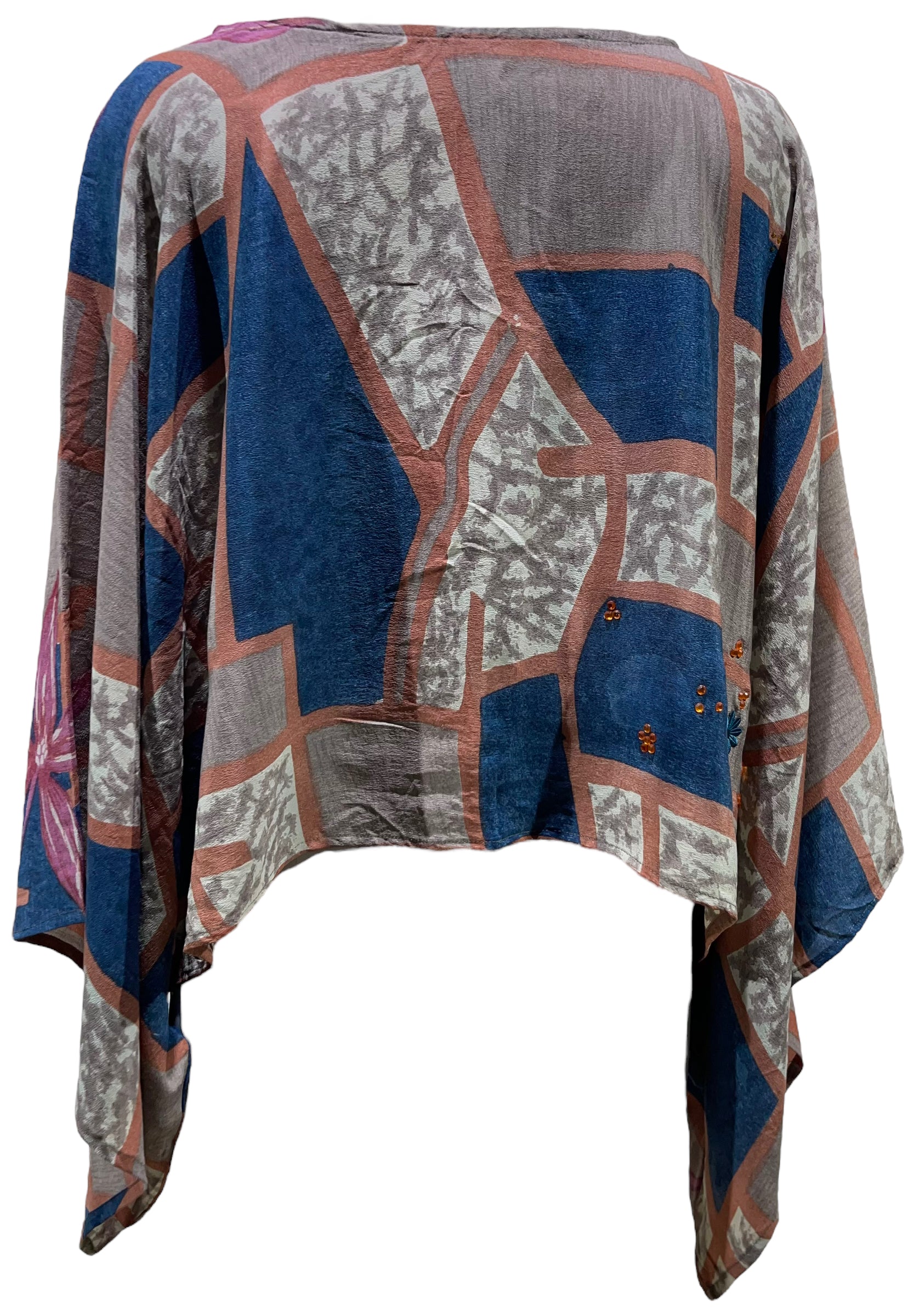 PRC5423 Avatar Pure Silk Kimono-Sleeved Top