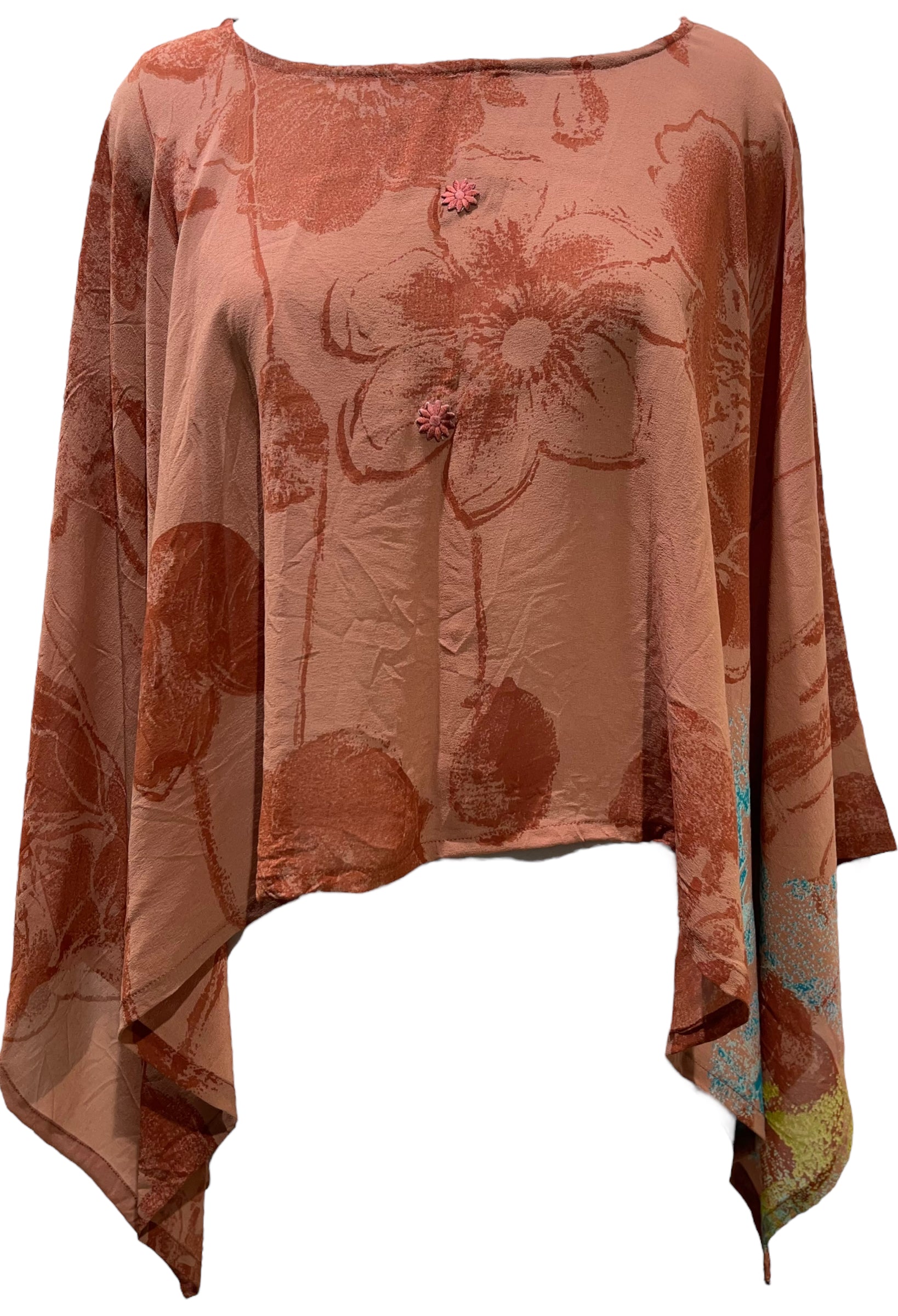 PRG5626 Sheer Avatar Pure Silk Capelet Poncho