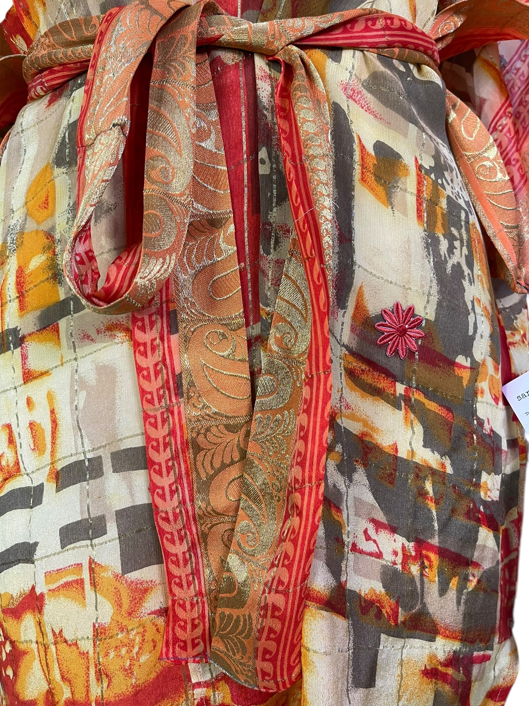 PRG6898 Sheer Avatar Pure Silk Kimono-Sleeved Jacket with Belt