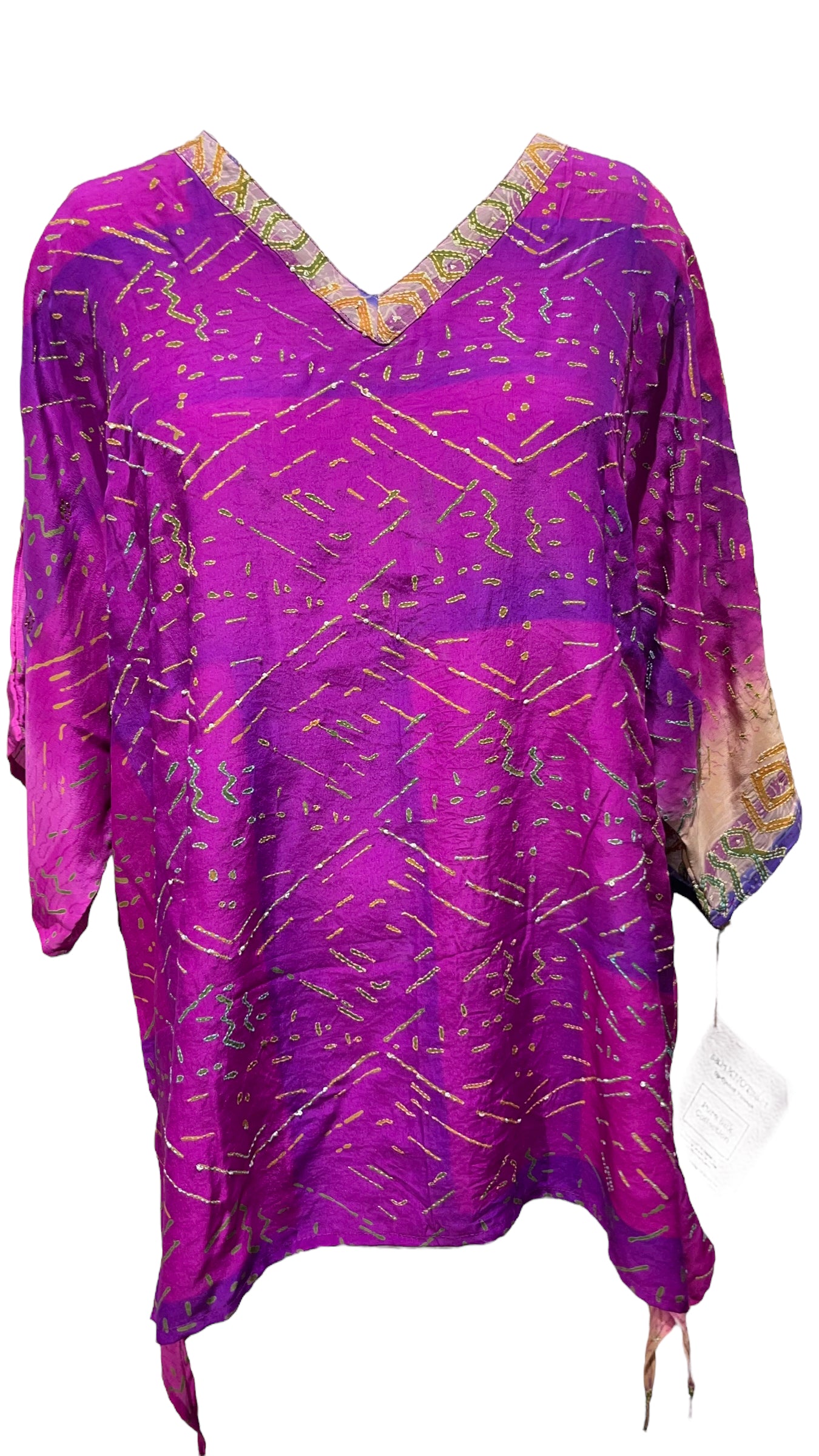 PRC3283 Avatar Pure Silk Long Tunic with Side Ties