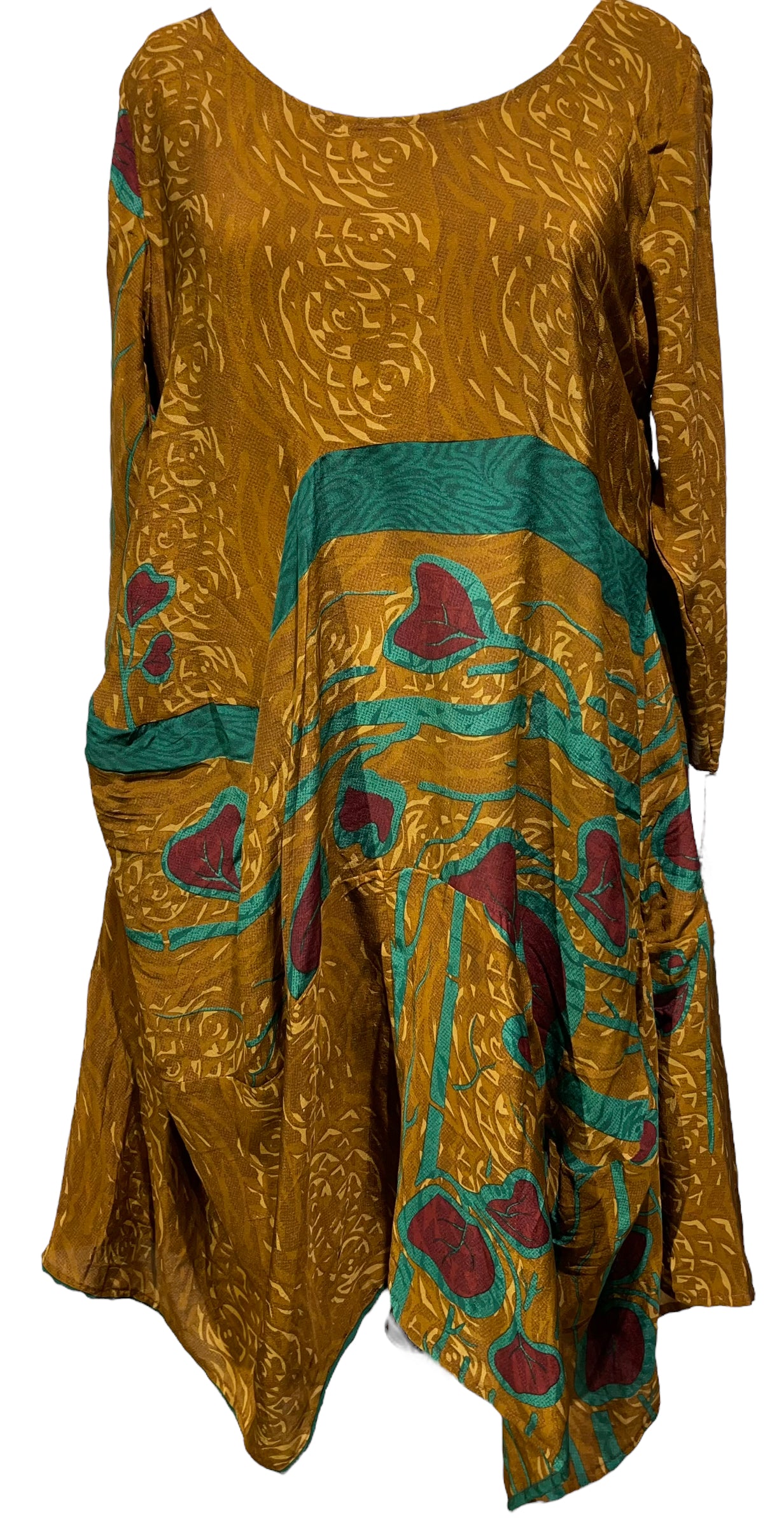 PRC4155  Avatar Pure Silk Sculptural Long Tunic Dress